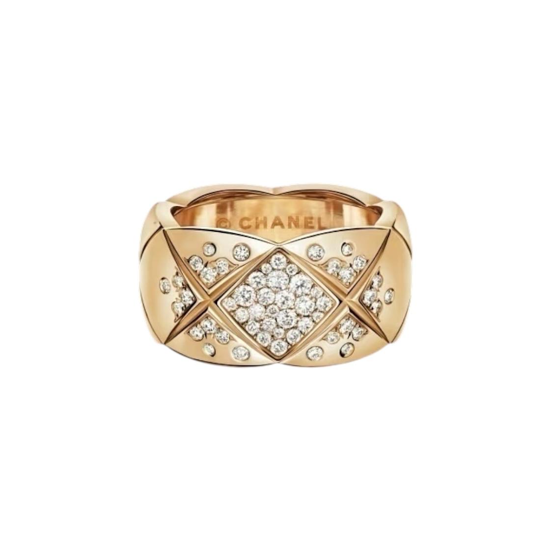 Chanel Coco Crush Ring Beige Gold Size 56