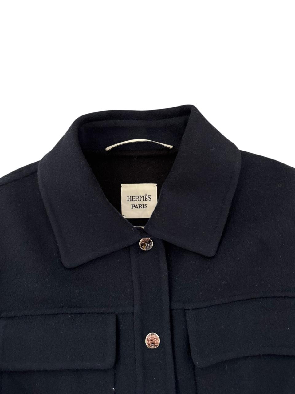 Hermes Baby Cashmere Bleu Noir Jacket Size 36 - Image 2