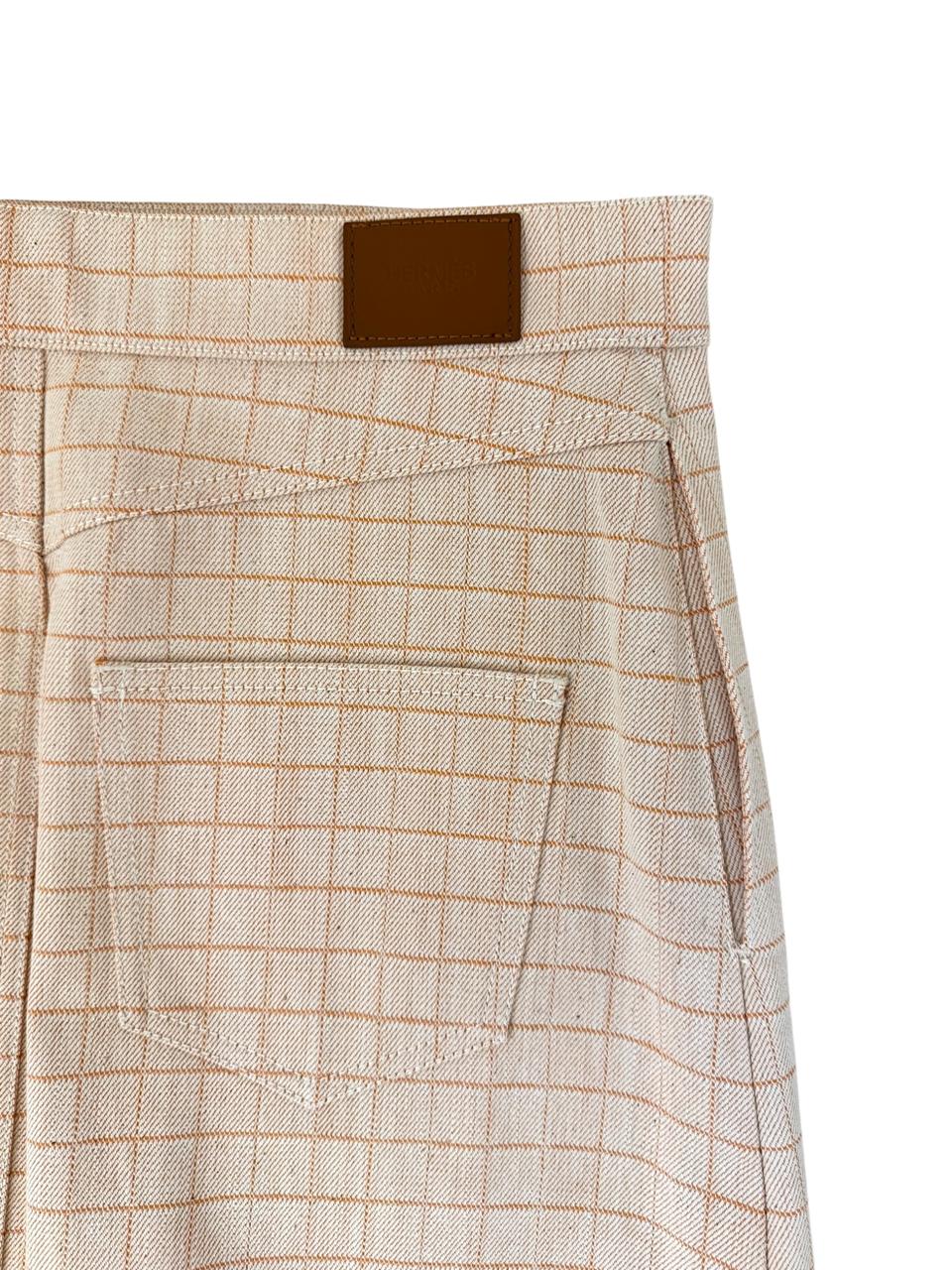 Hermes Denim Tattersal Mini Skirt Blanc/Naturel Size 36 - Image 3