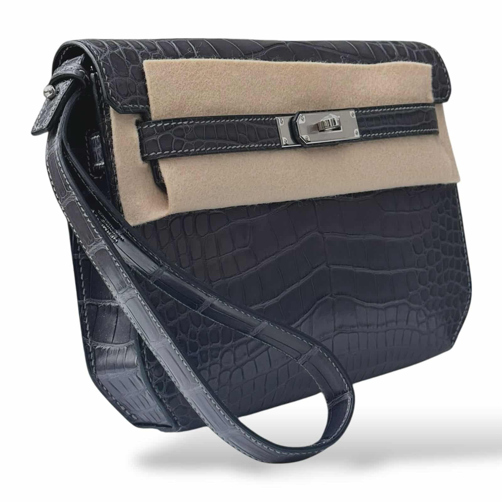 Hermes Kelly Depeche Graphite Matte Alligator PHW - Image 2