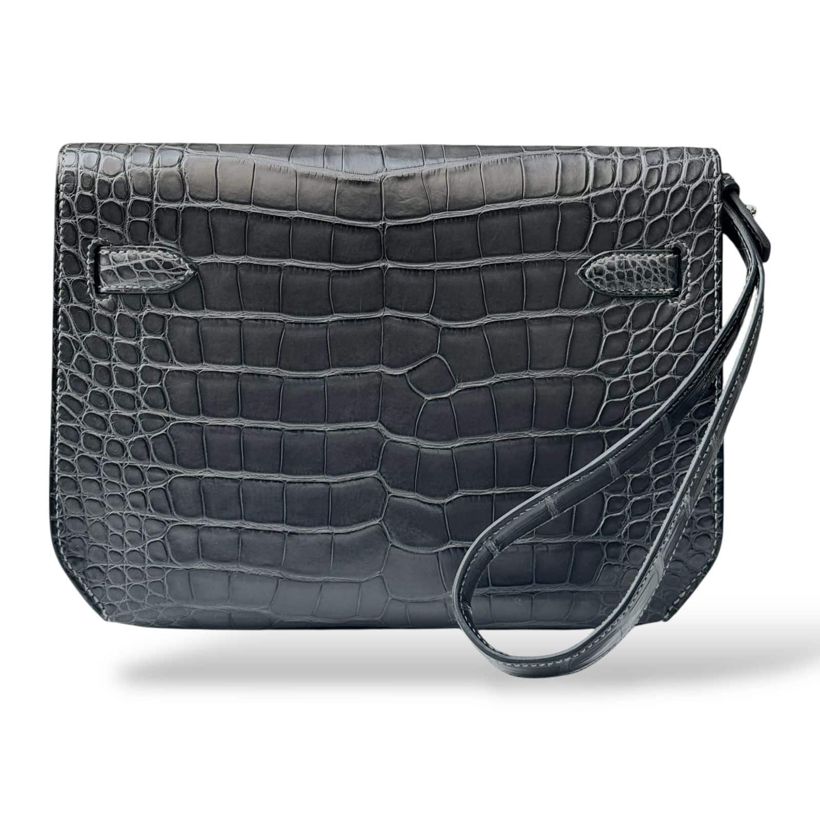 Hermes Kelly Depeche Graphite Matte Alligator PHW - Image 3