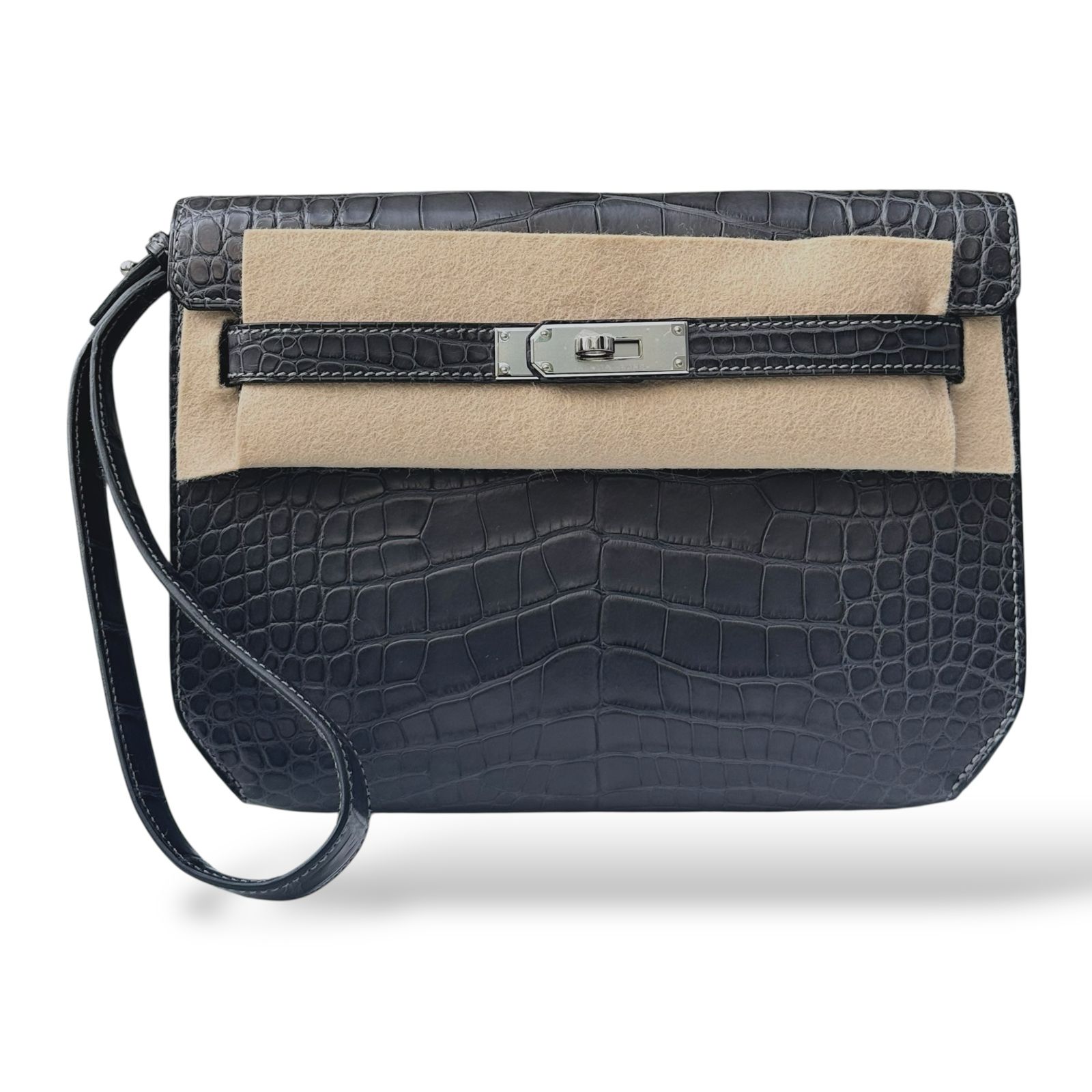 Hermes Kelly Depeche Graphite Matte Alligator PHW