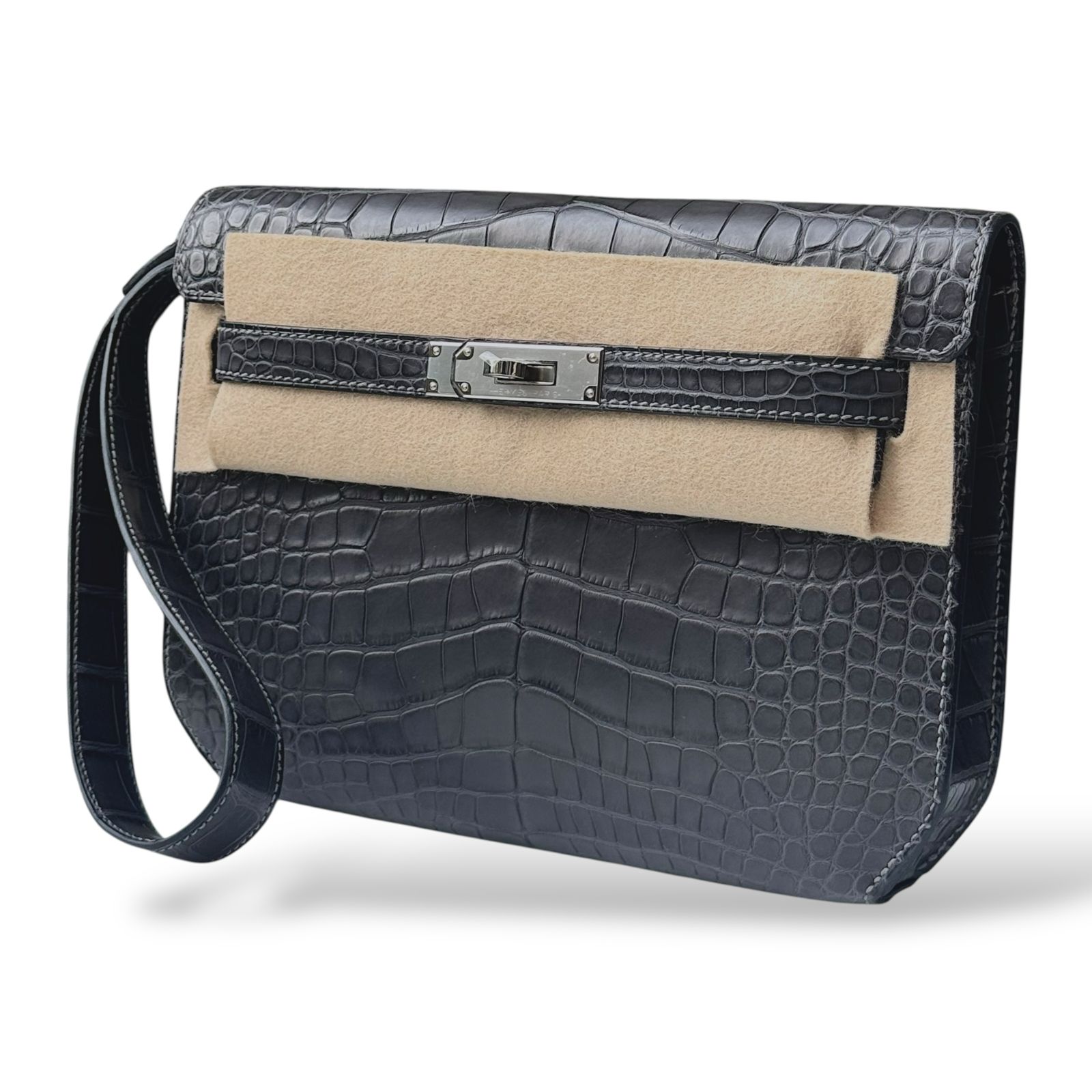 Hermes Kelly Depeche Graphite Matte Alligator PHW - Image 4