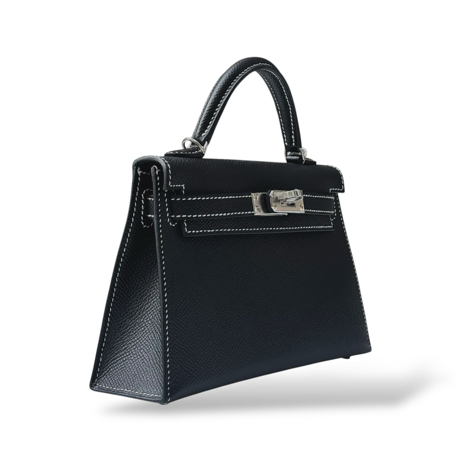 Hermes Kelly Mini SO Black with White Stitching Epsom PHW - Image 2