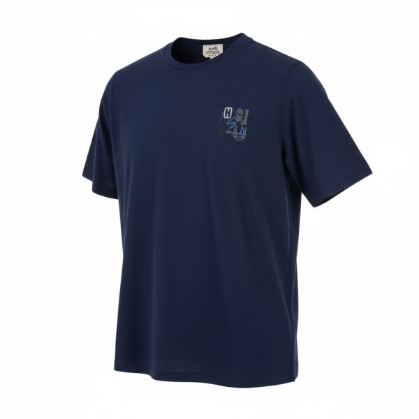 Hermes T-shirt Bleu Ocean with Leather Detail Size XL – The Luxury