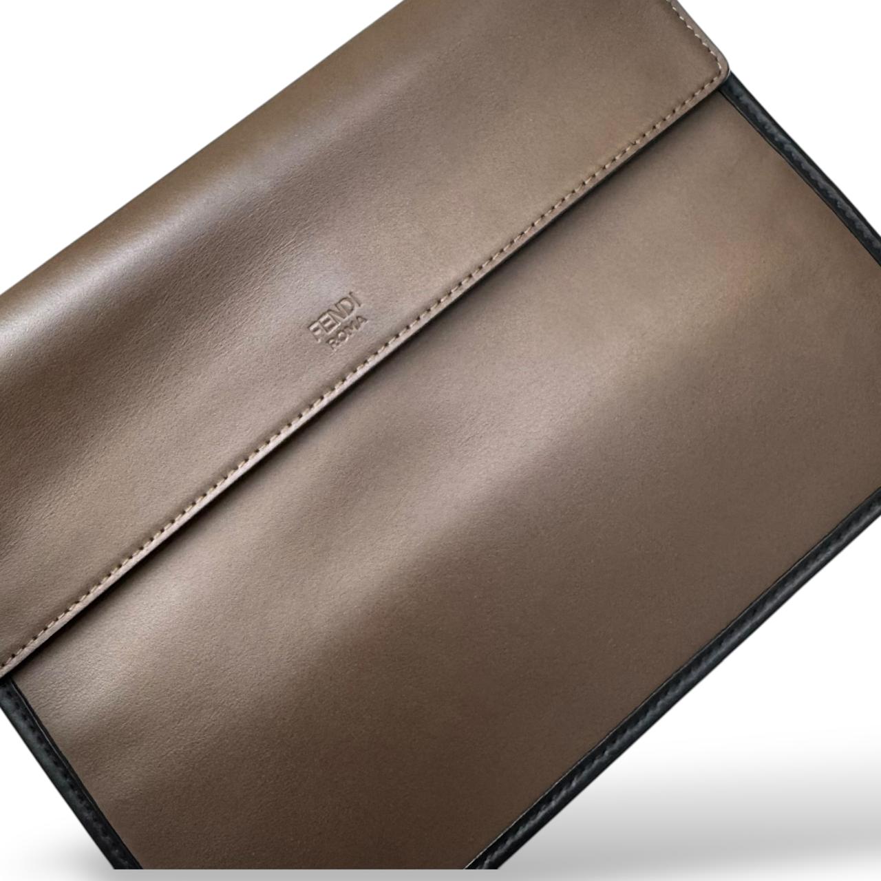 Fendi Brown/Black Leather Kan I F Logo Shoulder Bag - Image 5