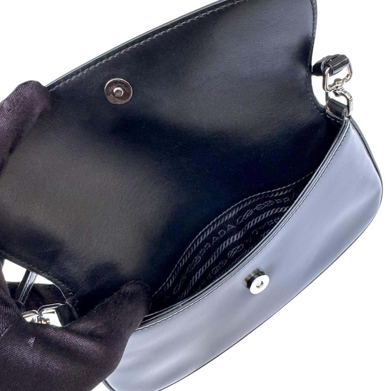 Prada Cleo Small Brushed Leather Shoulder Bag With Flap - Image 5