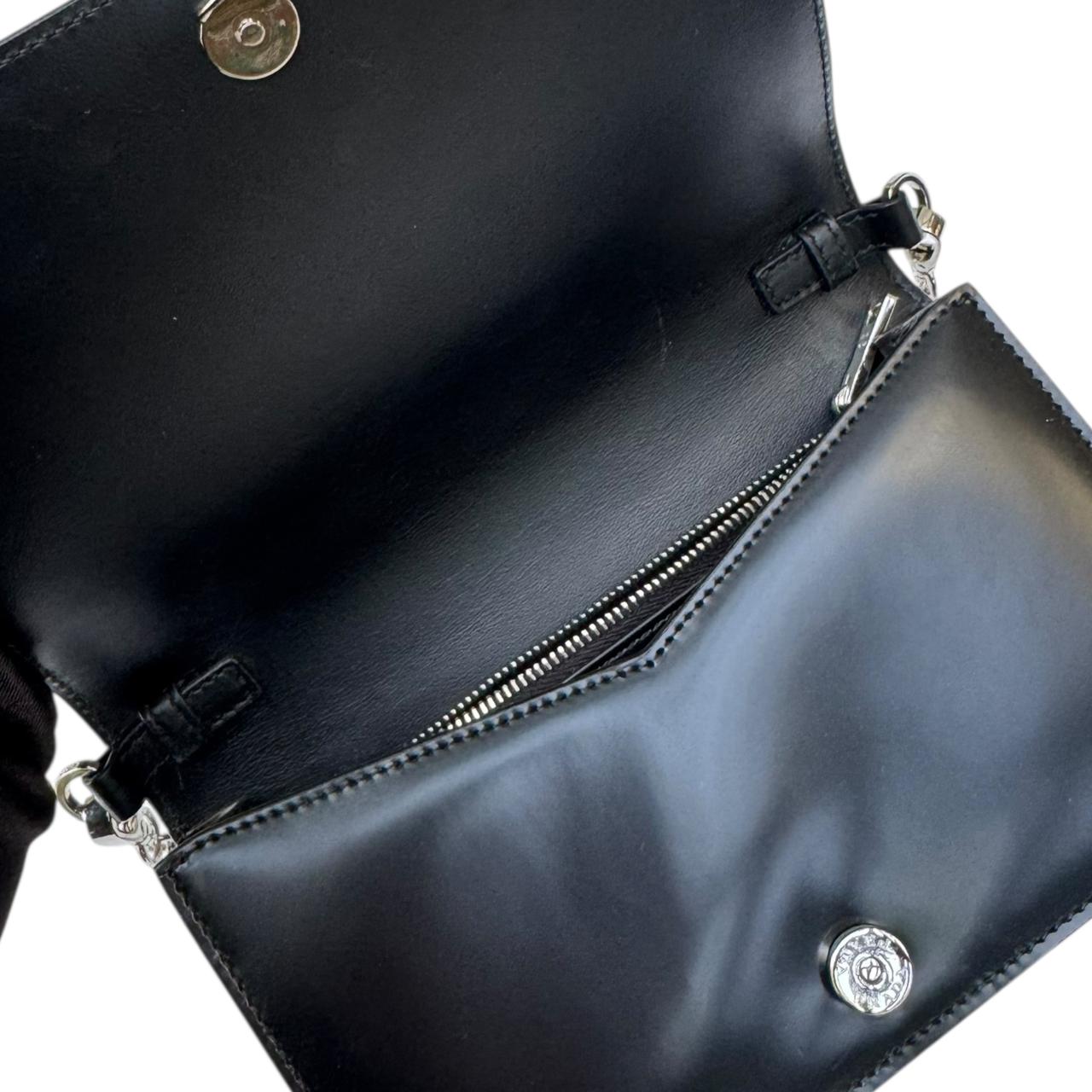 Prada Triangle Logo Wallet on Chain in Brushed Leather - Image 4