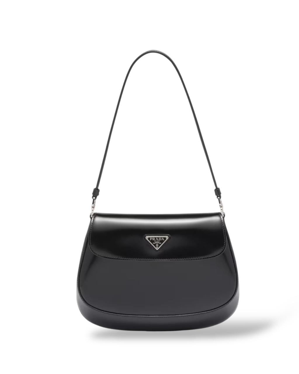 Prada Cleo Small Brushed Leather Shoulder Bag With Flap