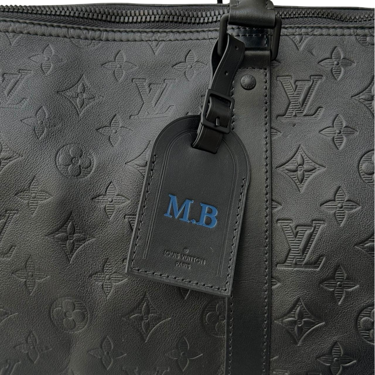 Louis Vuitton Black Monogram Shadow Leather Keepall Bandouliere 50 Bag - Image 5