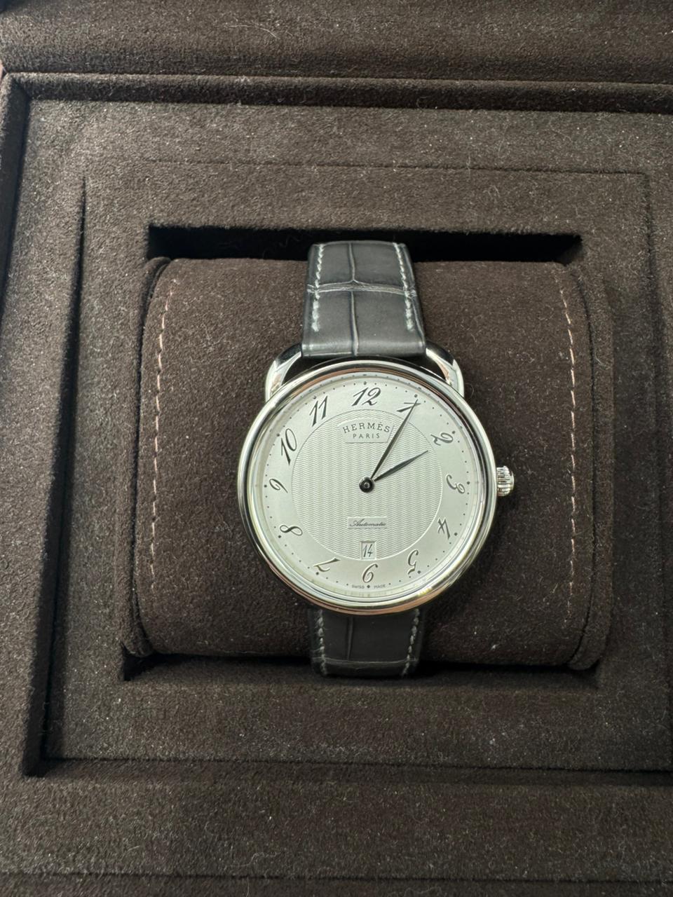 Hermes Arceau Graphite Alligator Strap 40mm Large Model Watch - Image 3