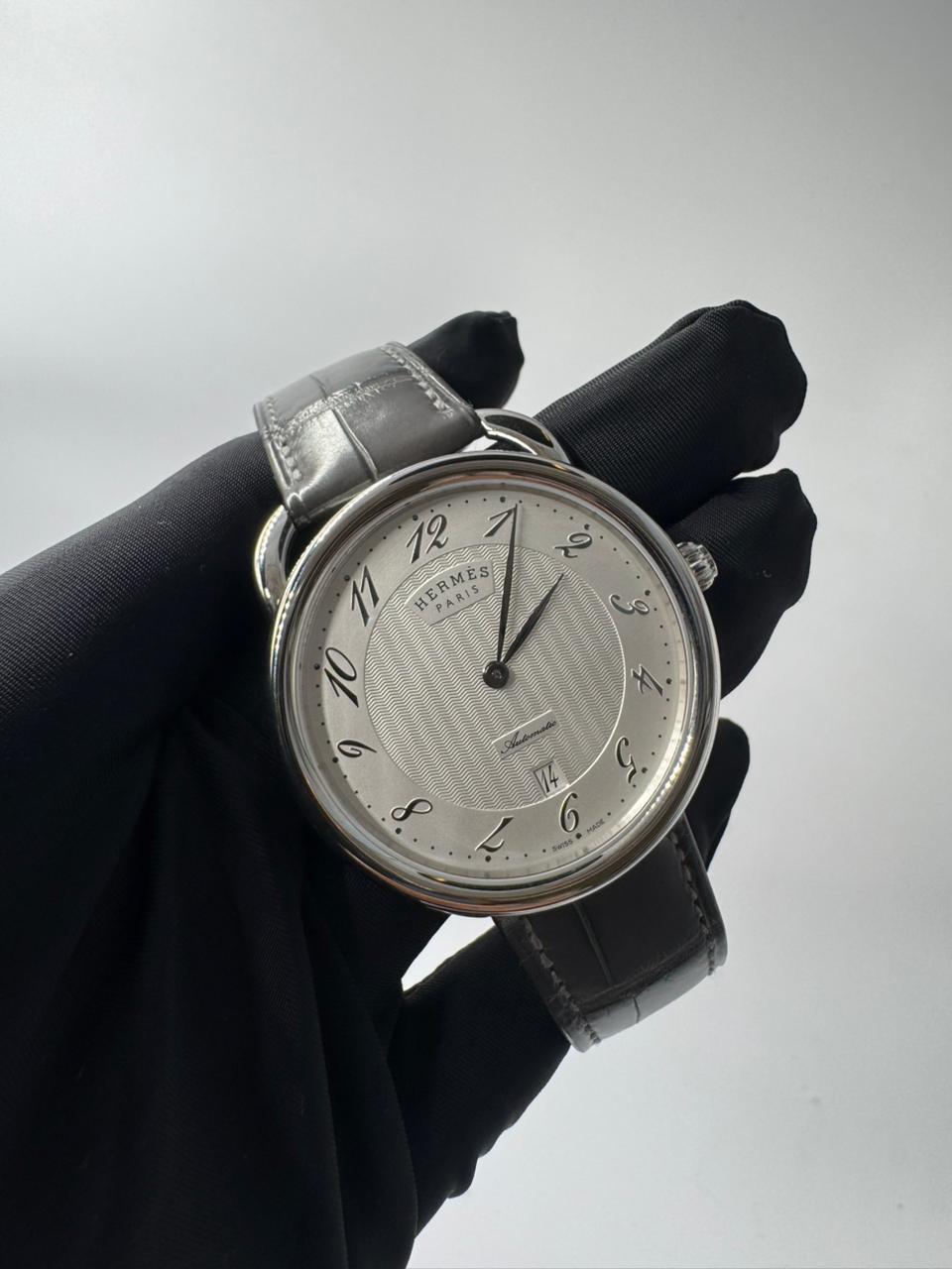 Hermes Arceau Graphite Alligator Strap 40mm Large Model Watch - Image 5