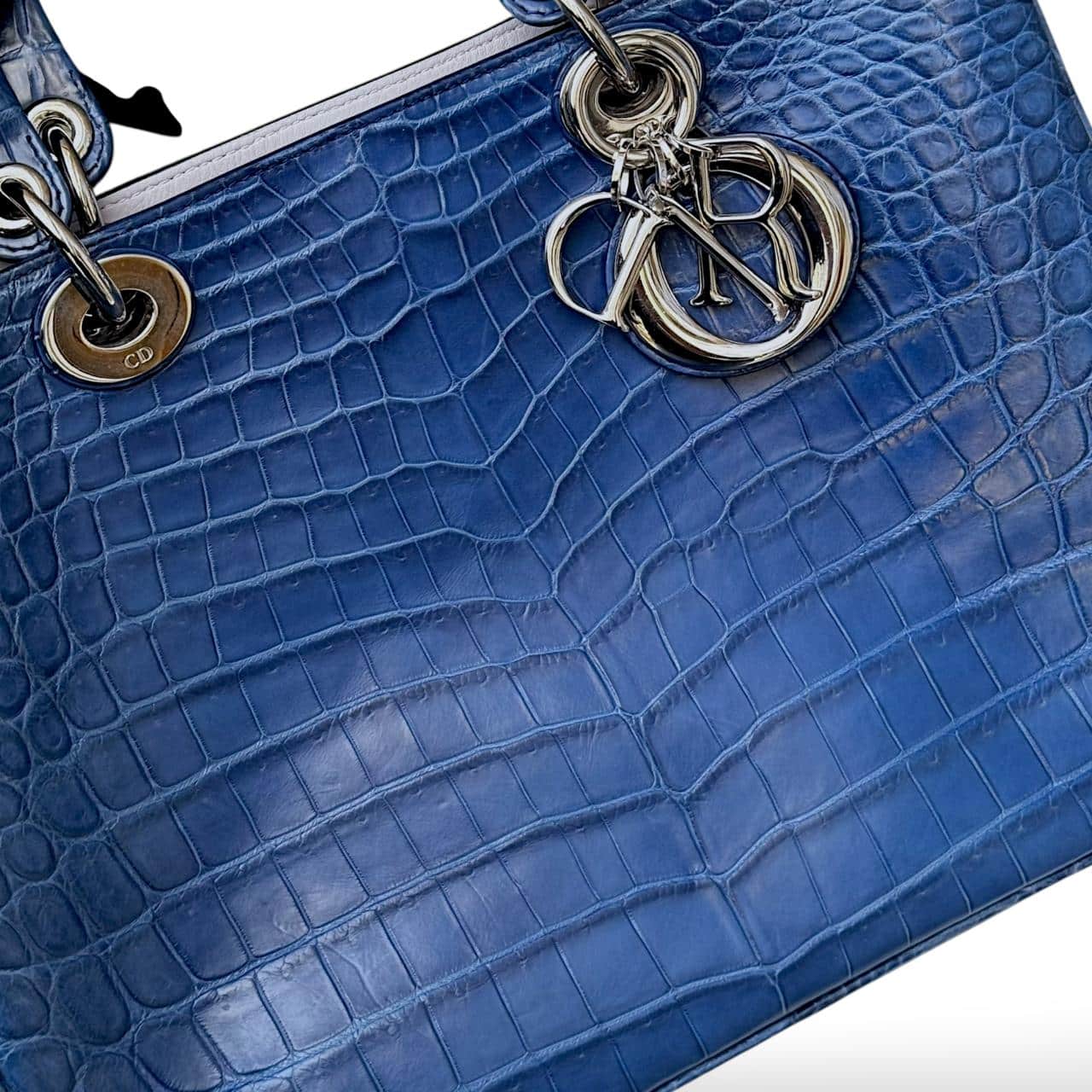 Christian Dior Blue Crocodile Medium Diorissimo Tote – The Luxury