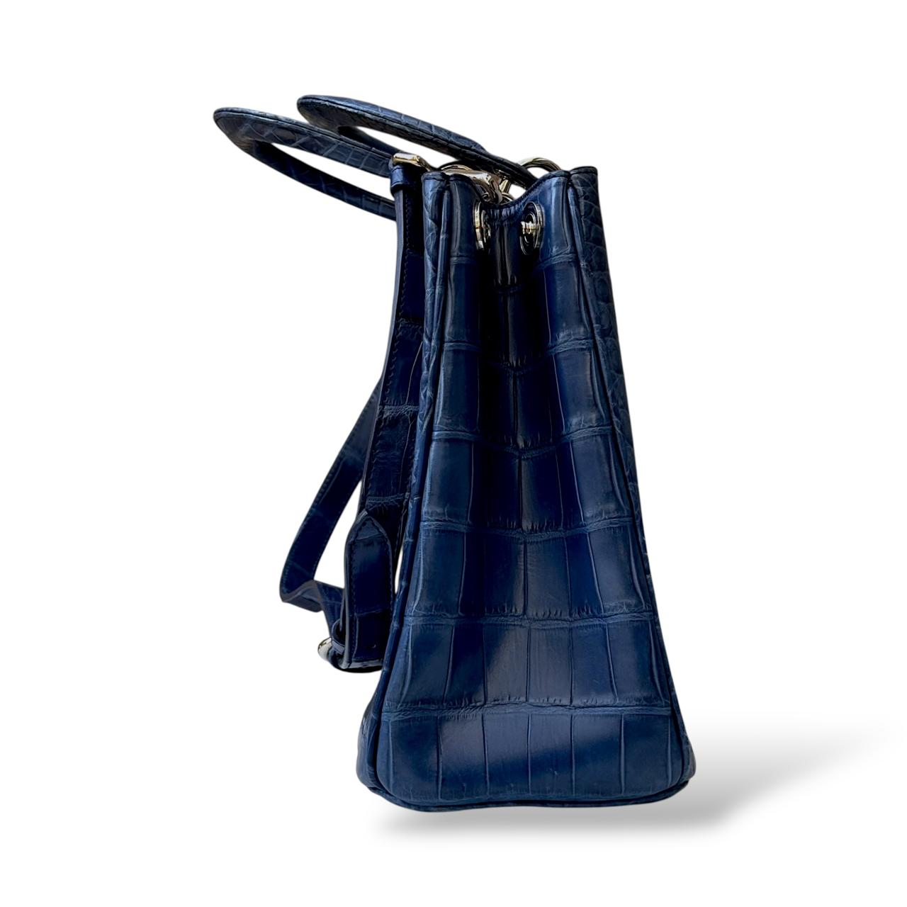 Christian Dior Blue Crocodile Medium Diorissimo Tote – The Luxury