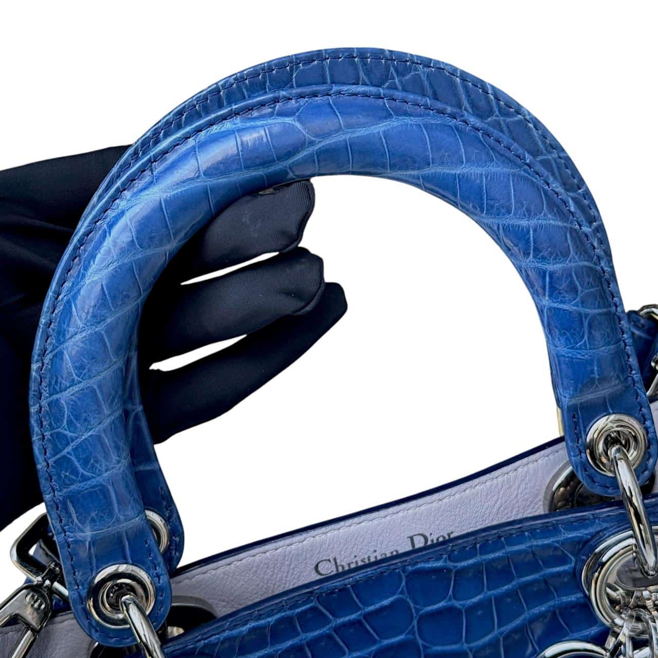 美品　ChristianDIOR 58✖️58 ブルー Christian Dior Blue Crocodile Medium Diorissimo Tote – The Luxury