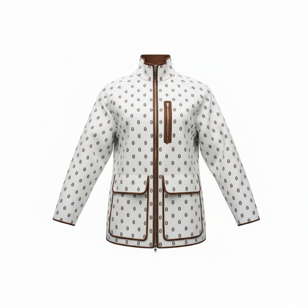 Hermes "Chaine d'Ancre" Marron Fauve Reversible Short Coat Size 34 - Image 3