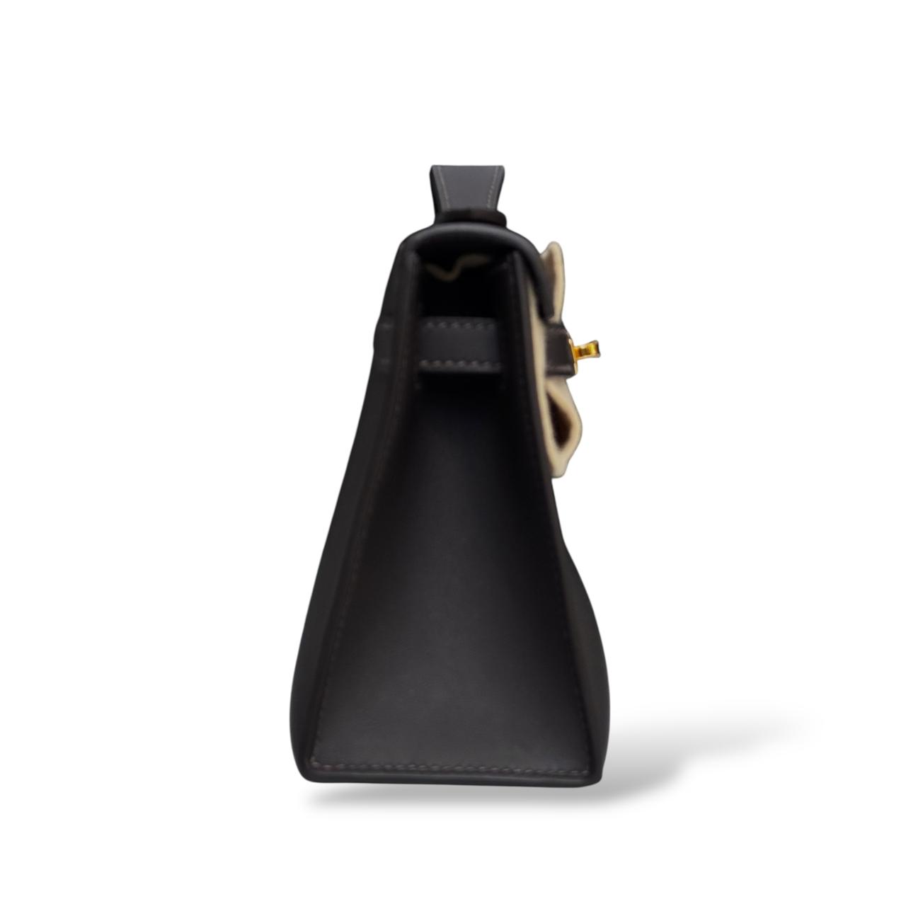 Hermes Kelly Pochette Bai Brun Swift GHW - Image 3