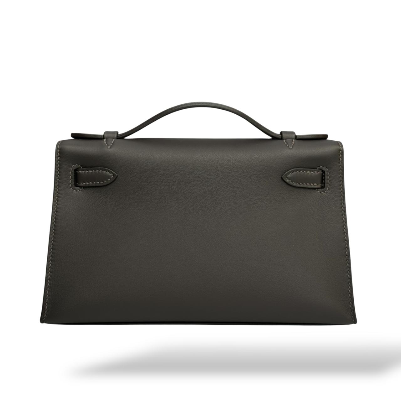 Hermes Kelly Pochette Bai Brun Swift GHW - Image 4