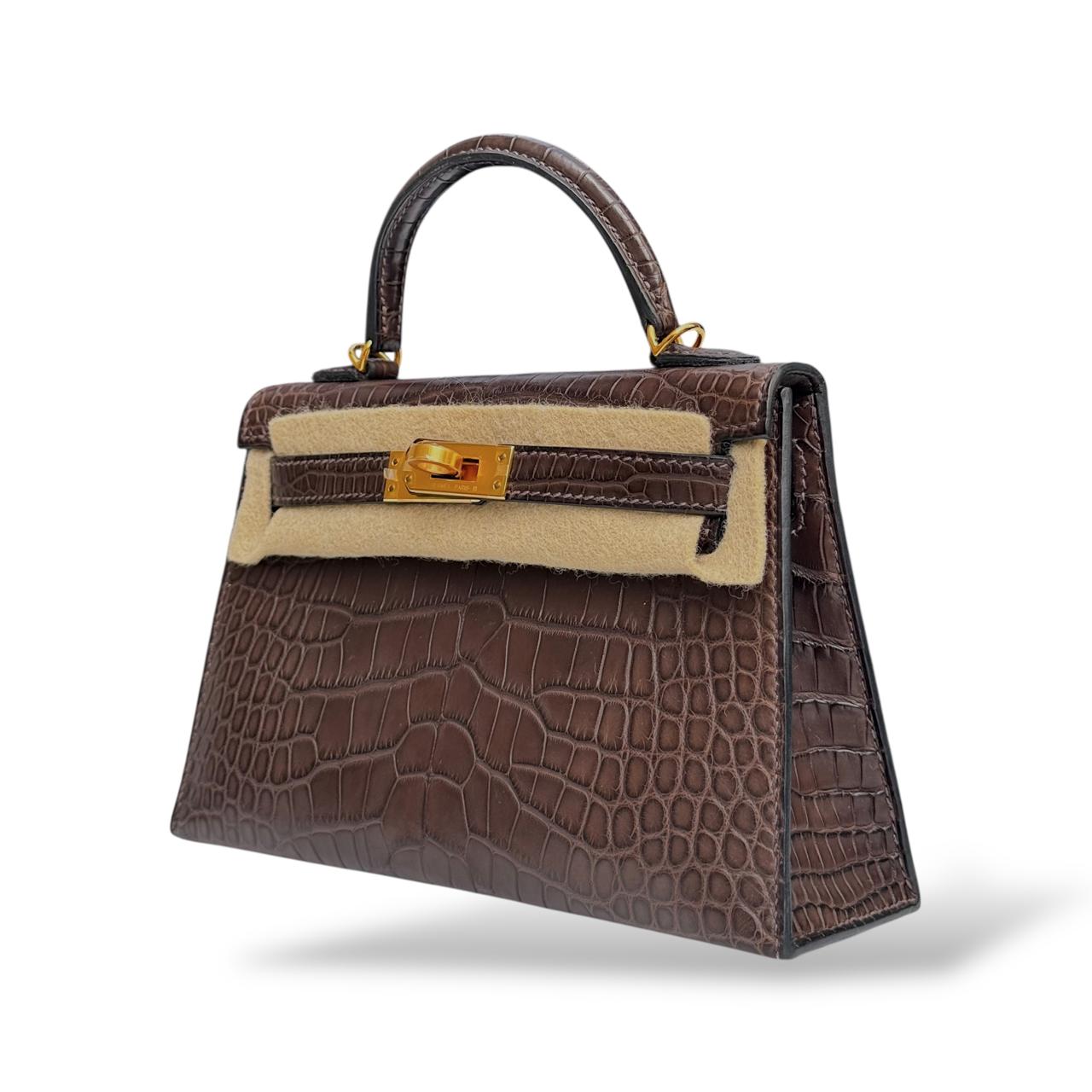 Hermes Kelly Mini Ebene Alligator GHW - Image 5
