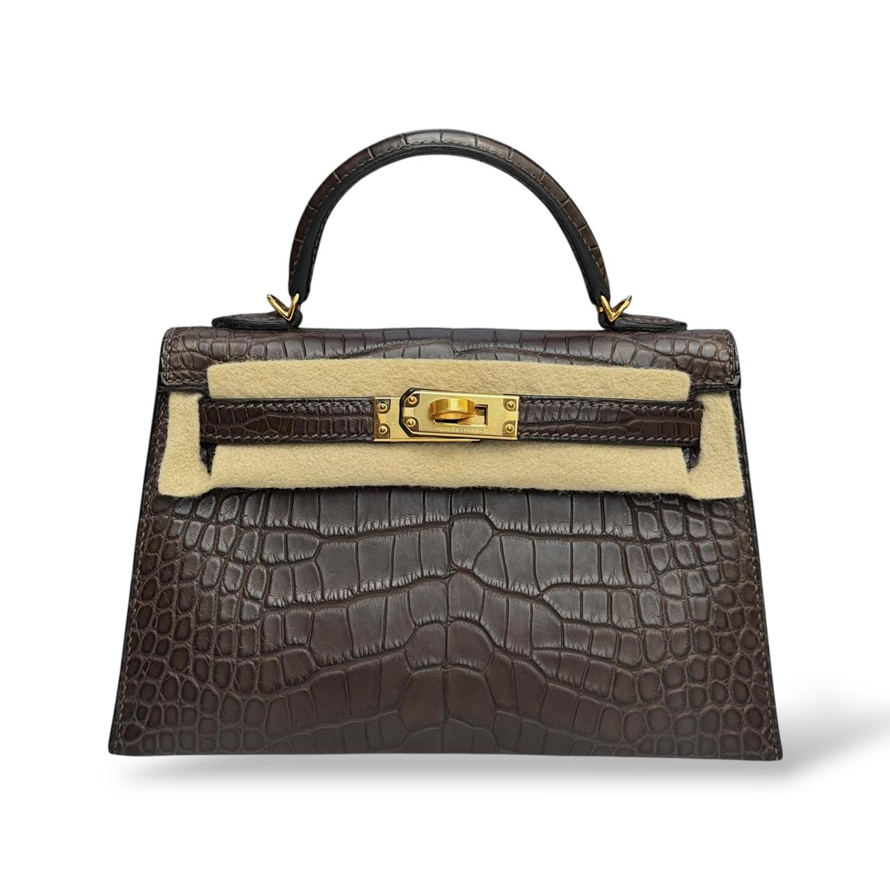 Hermes Kelly Mini Ebene Alligator GHW