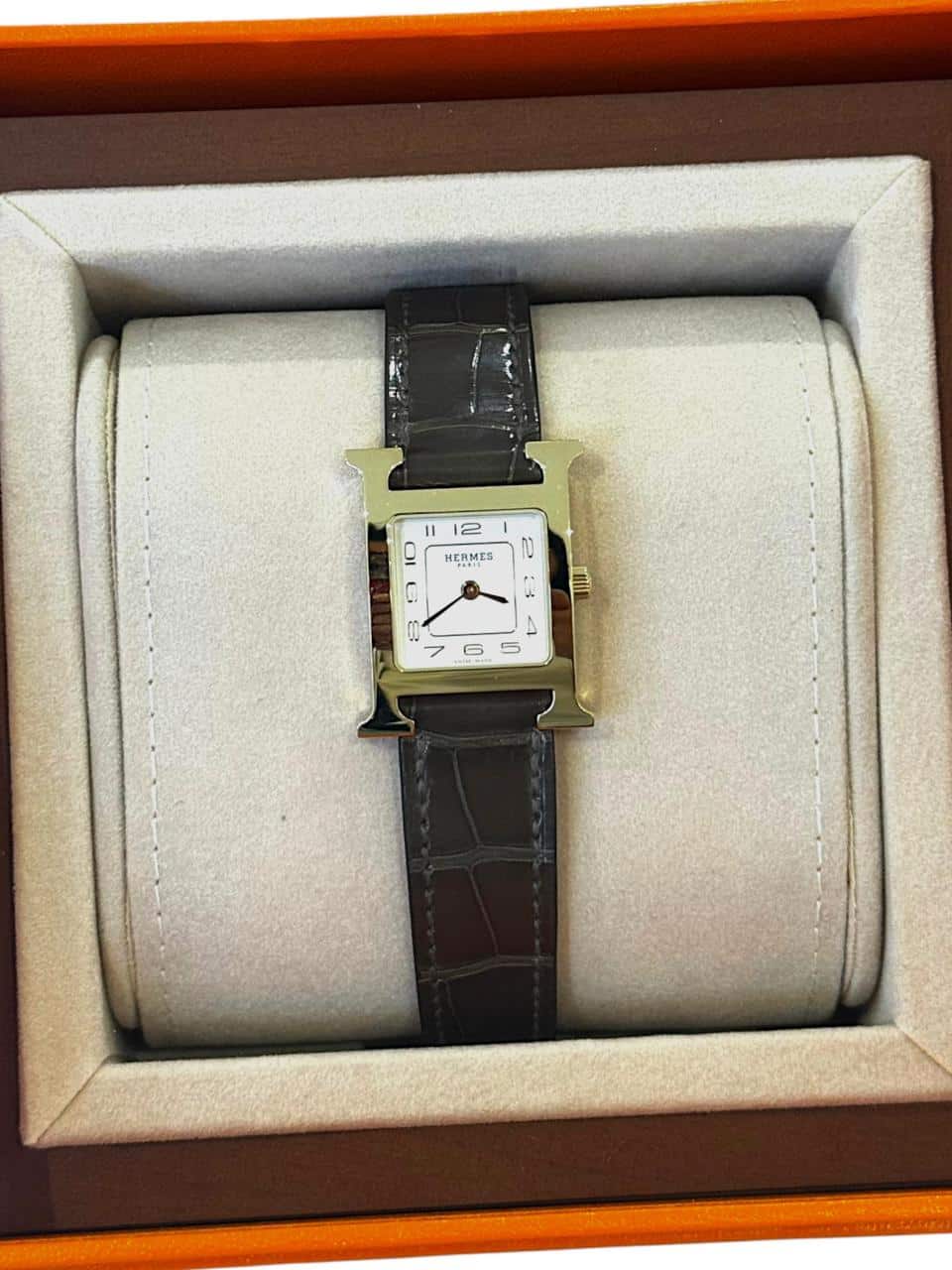 Hermes Heure H watch, gris éléphant Alligator Strap Small model, 25 mm - Image 2