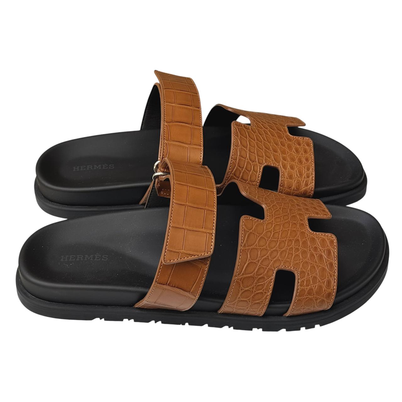 Hermes Chypre 42 EU Brun Fume Croco - Image 3