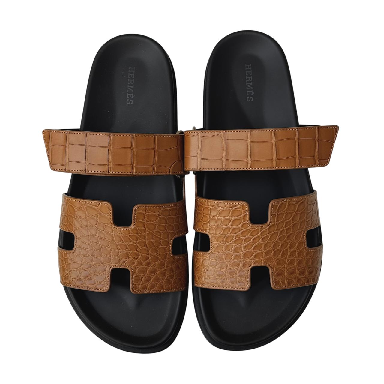 Hermes Chypre 42 EU Brun Fume Croco