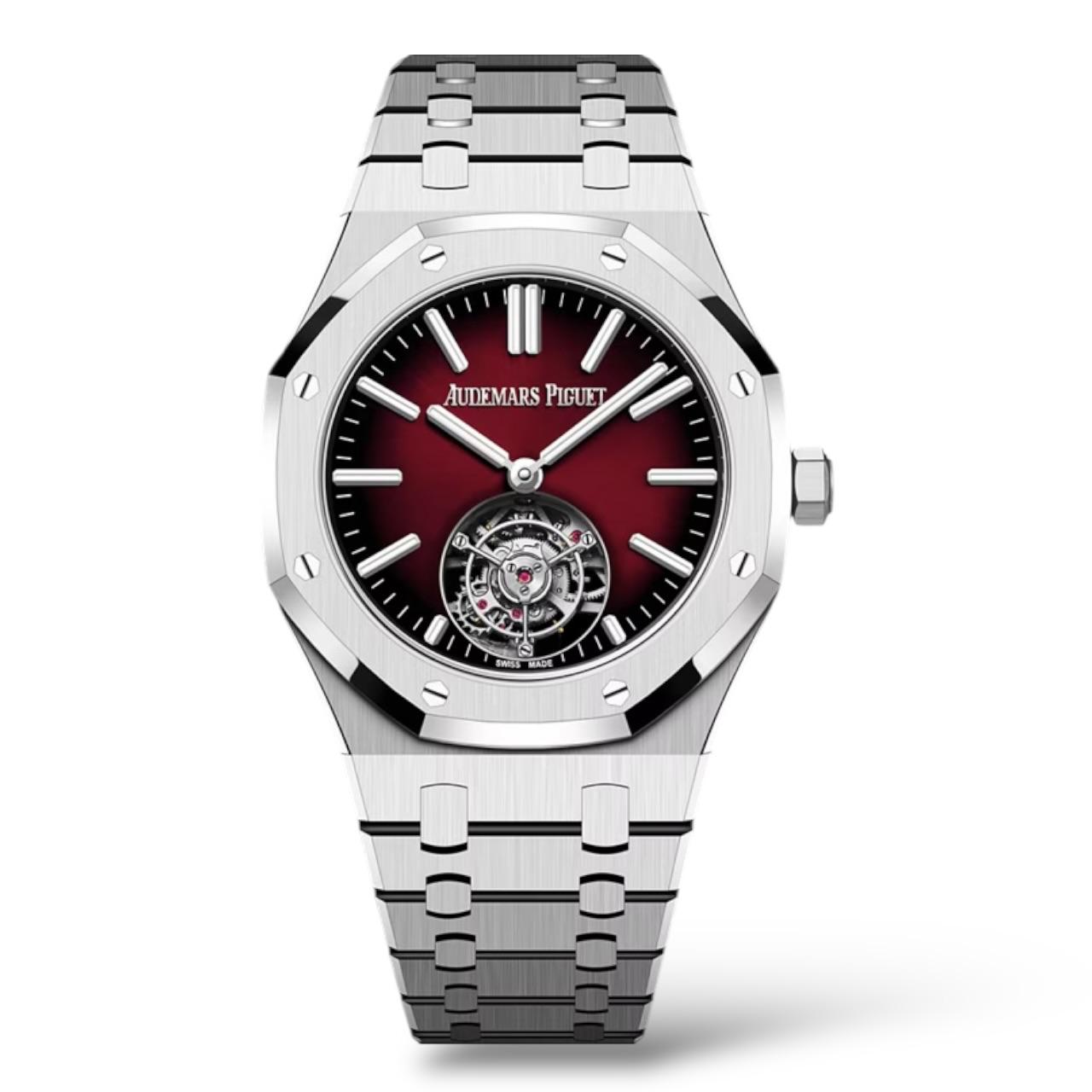 Audemars Piguet Royal Oak 41mm 26730ST.OO.1320ST.05 Selfwinding Flying Tourbillon Stainless Steel Smoked Burgundy Dial