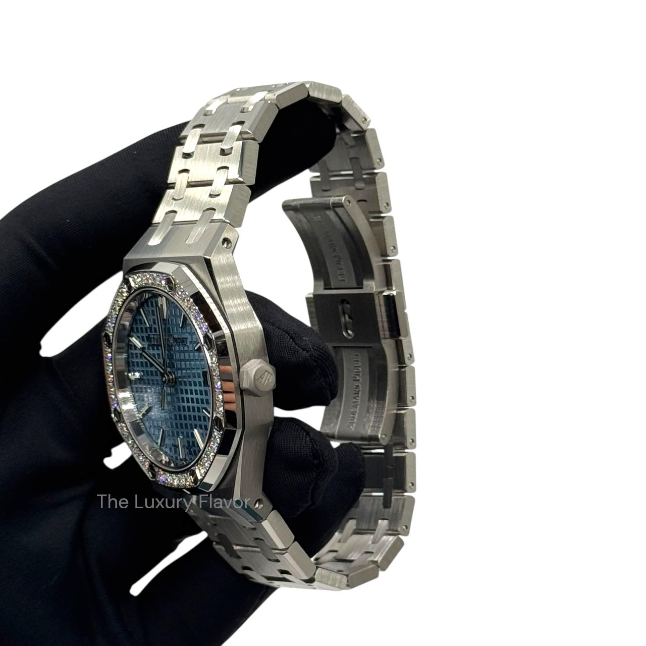 Audemars Piguet Royal Oak Selfwinding 34mm 77451ST.ZZ.1361ST.03 Stainless Steel Brilliant-Cut Diamonds Light Blue Dial - Image 4