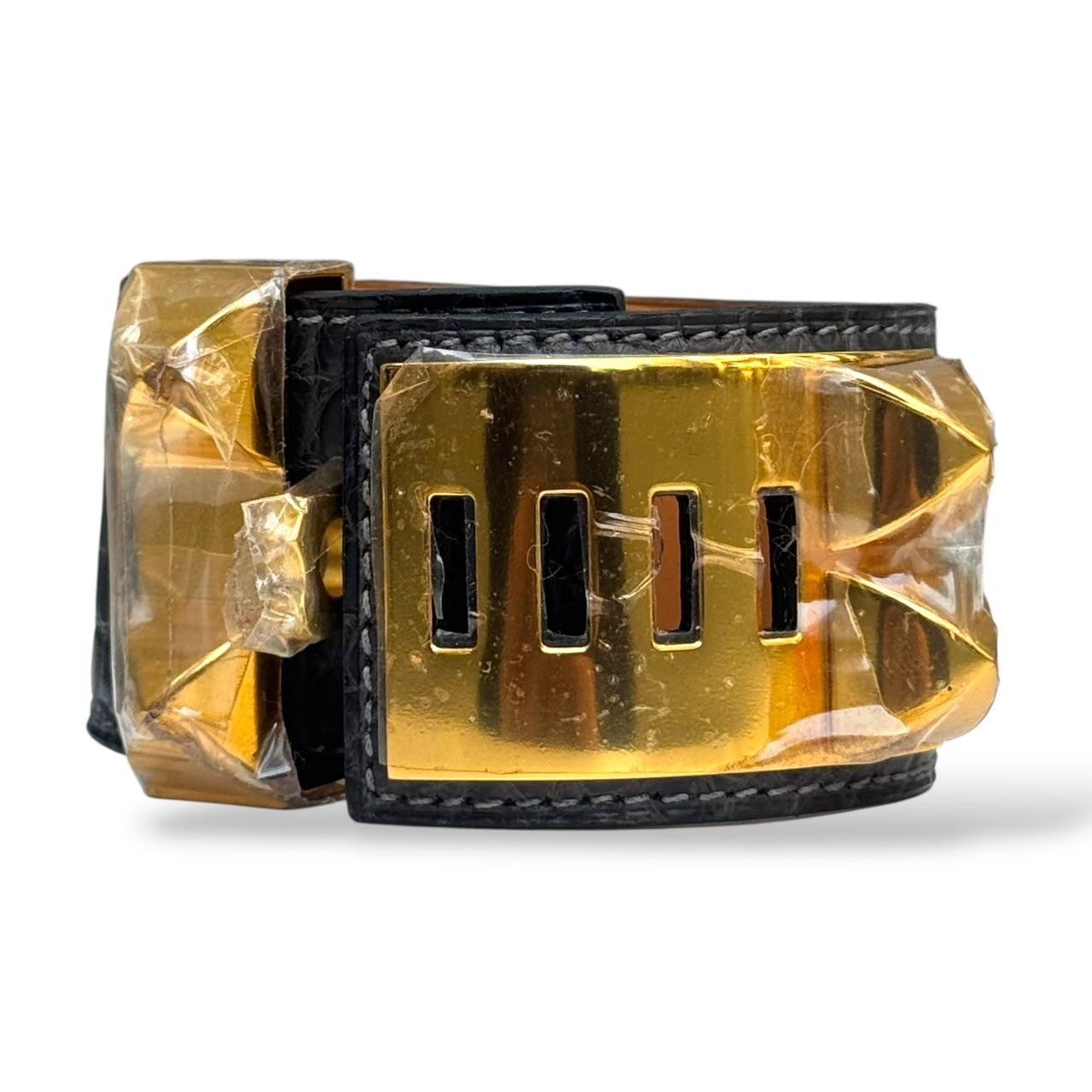 Hermes Collier de Chien Bracelet Graphite Alligator GHW Size S - Image 2