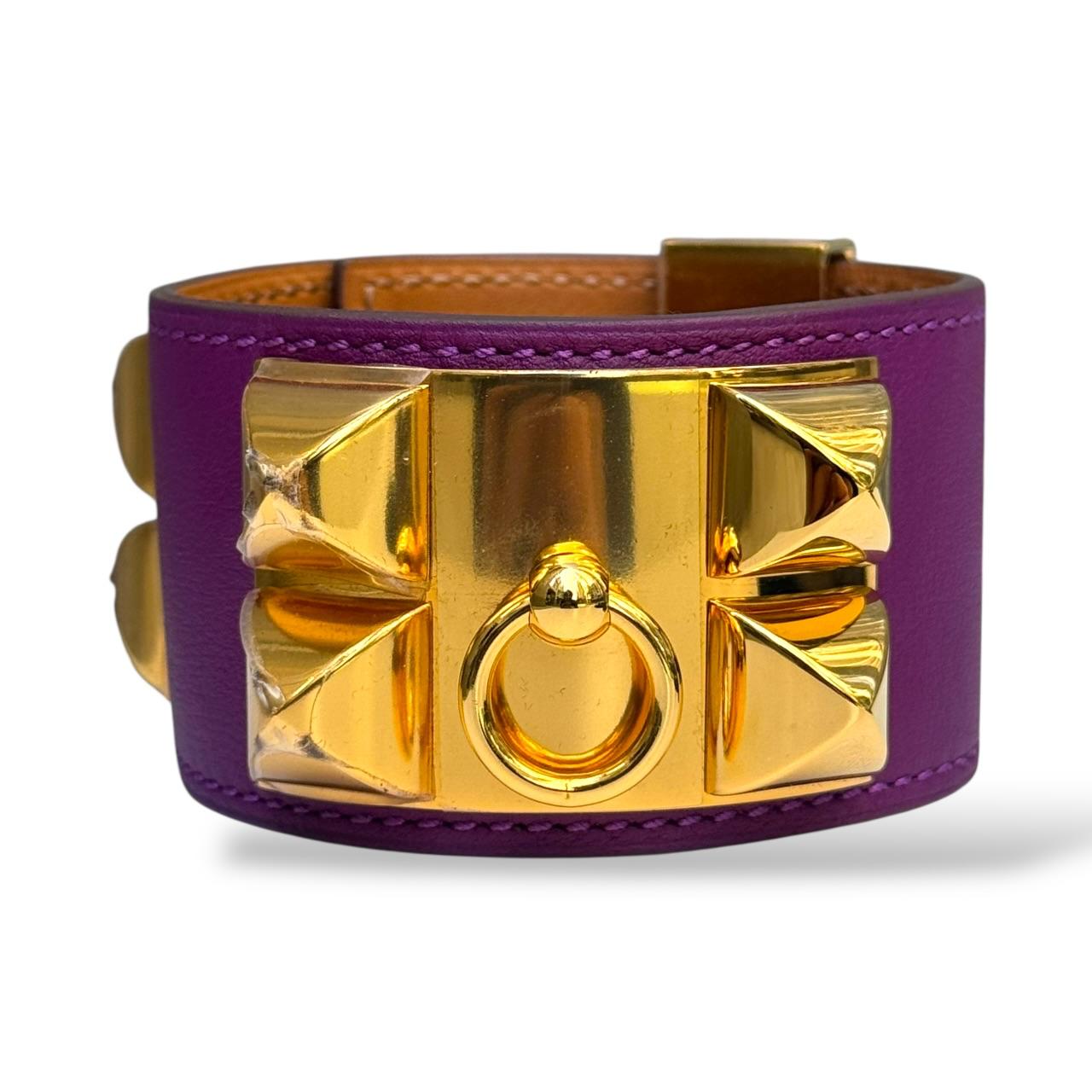 Hermes Collier de Chien Bracelet Anemone GHW Size S