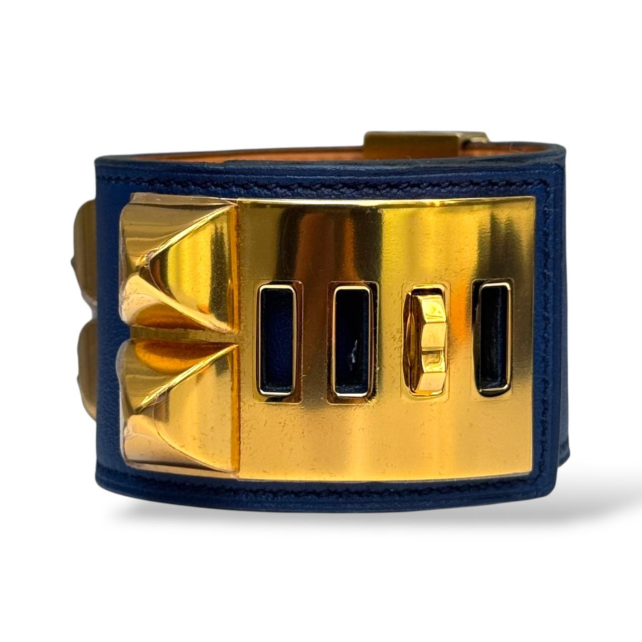 Hermes Collier de Chien Bracelet Blue GHW Size S - Image 2