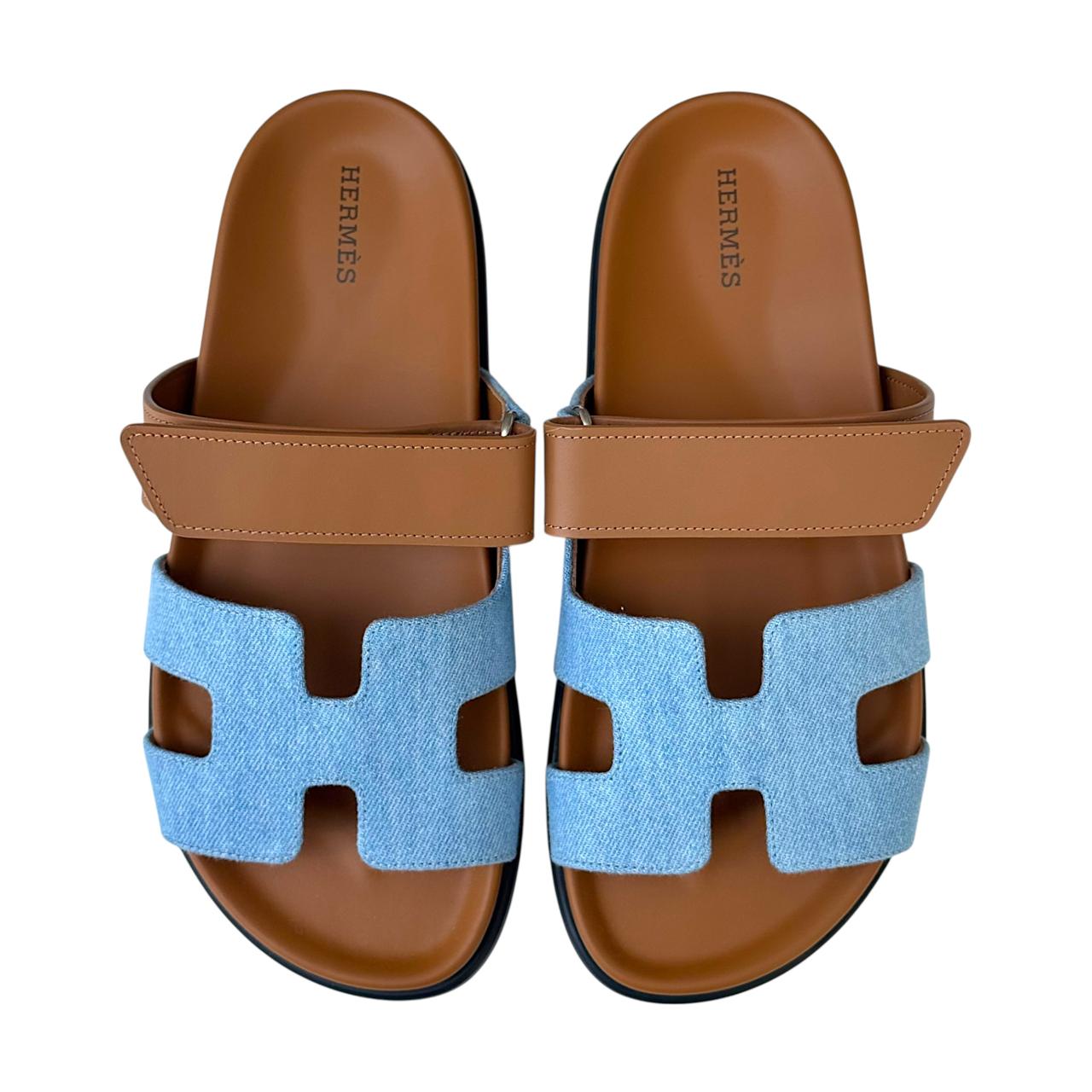 Hermès Chypre 36 EU Bleu Clair / Naturel