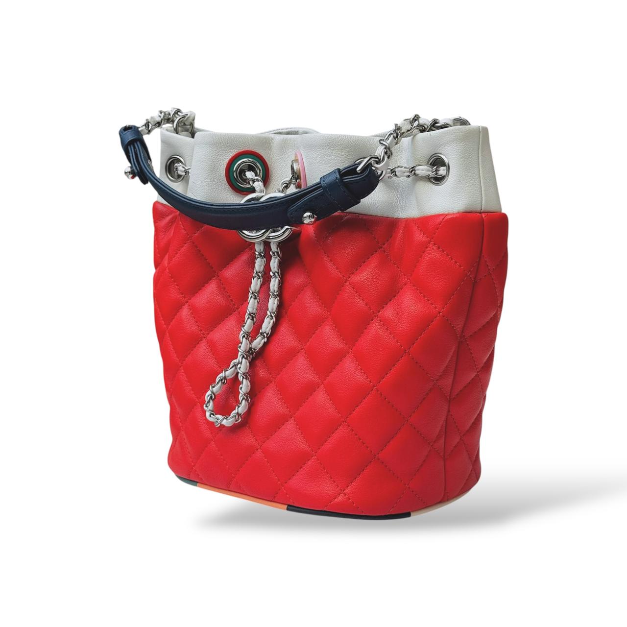 Chanel Cuba Drawstring Bucket Bag Quilted Lambskin Small - Image 6