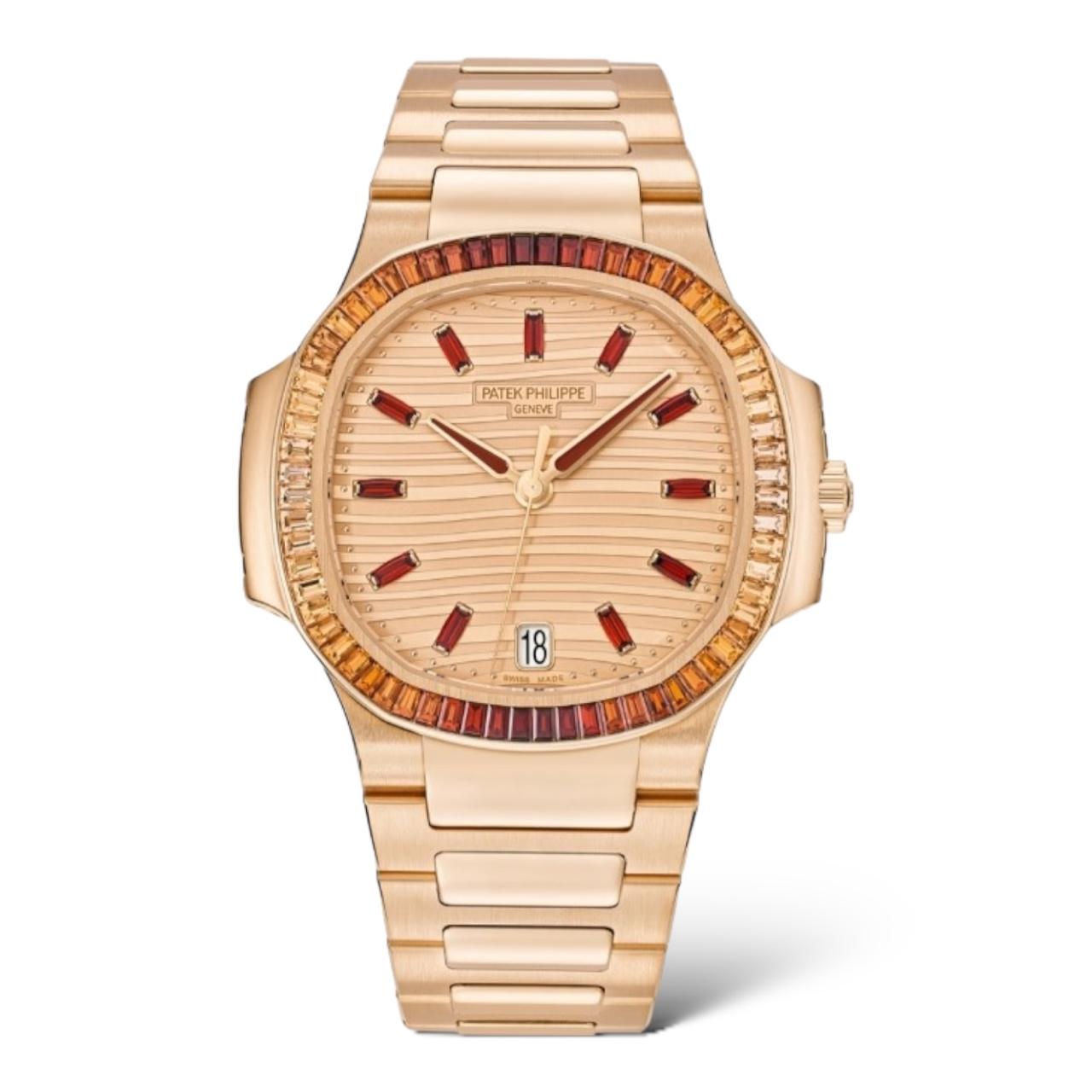 Patek Philippe Nautilus 35.2mm 7118/1300R "Ladies Automatic" Self Winding Rose Gold with "Champagne" and "Cognac" Spessartites