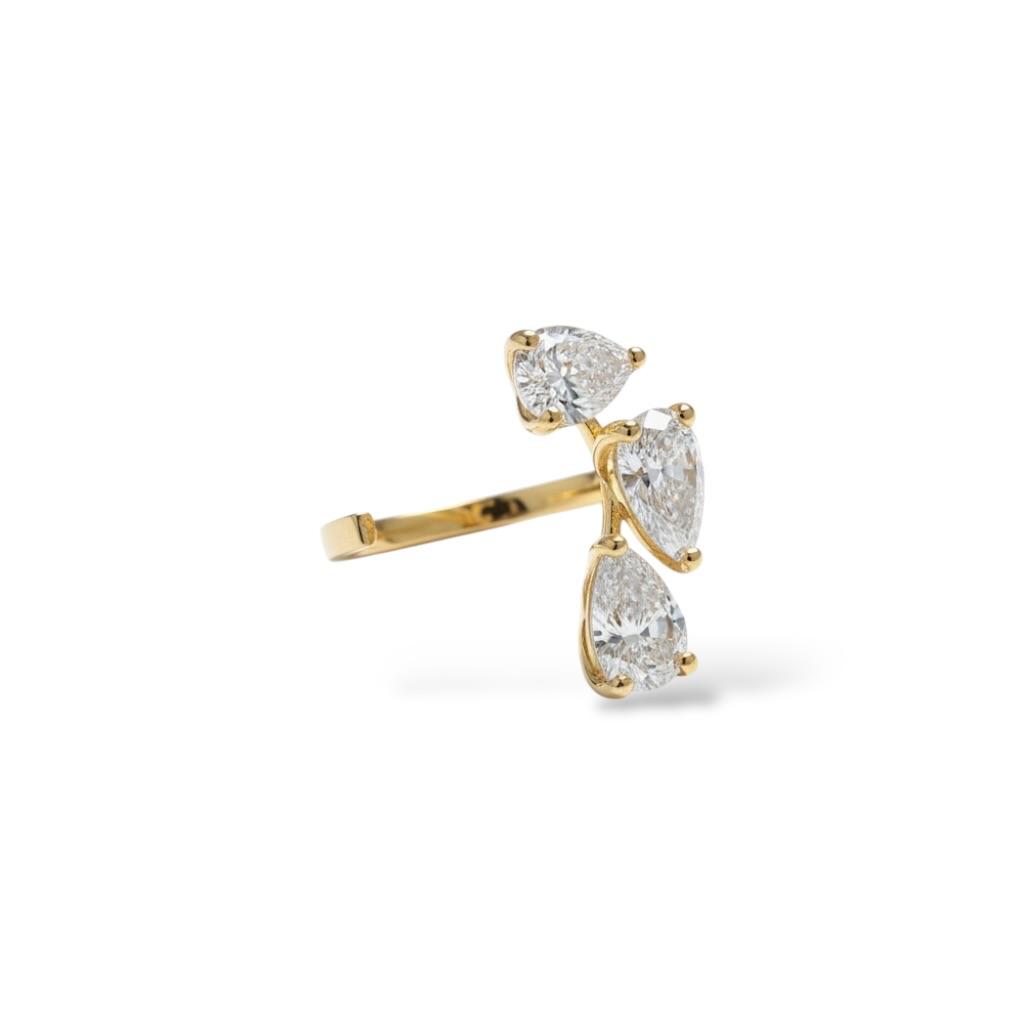 Mimiko 3 Pears Floating 2 Carat Yellow Gold Size 47.5 Ring - Image 2