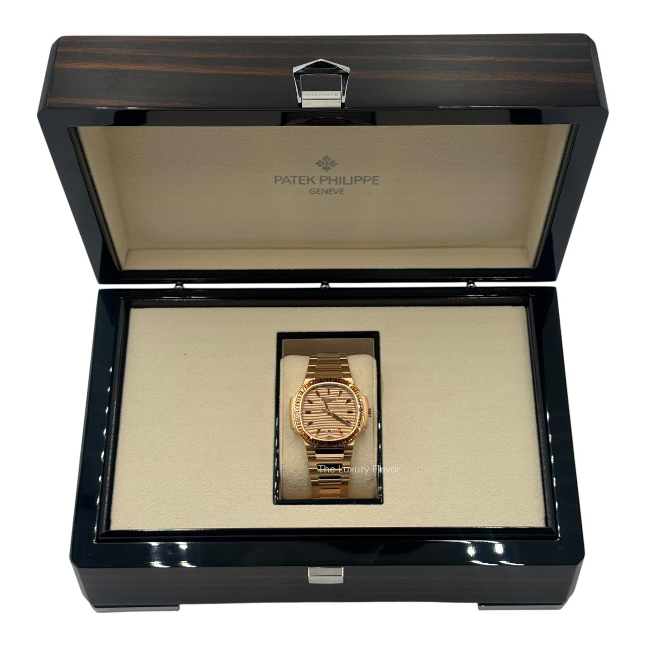 Patek Philippe Nautilus 35.2mm 7118/1300R "Ladies Automatic" Self Winding Rose Gold with "Champagne" and "Cognac" Spessartites - Image 8