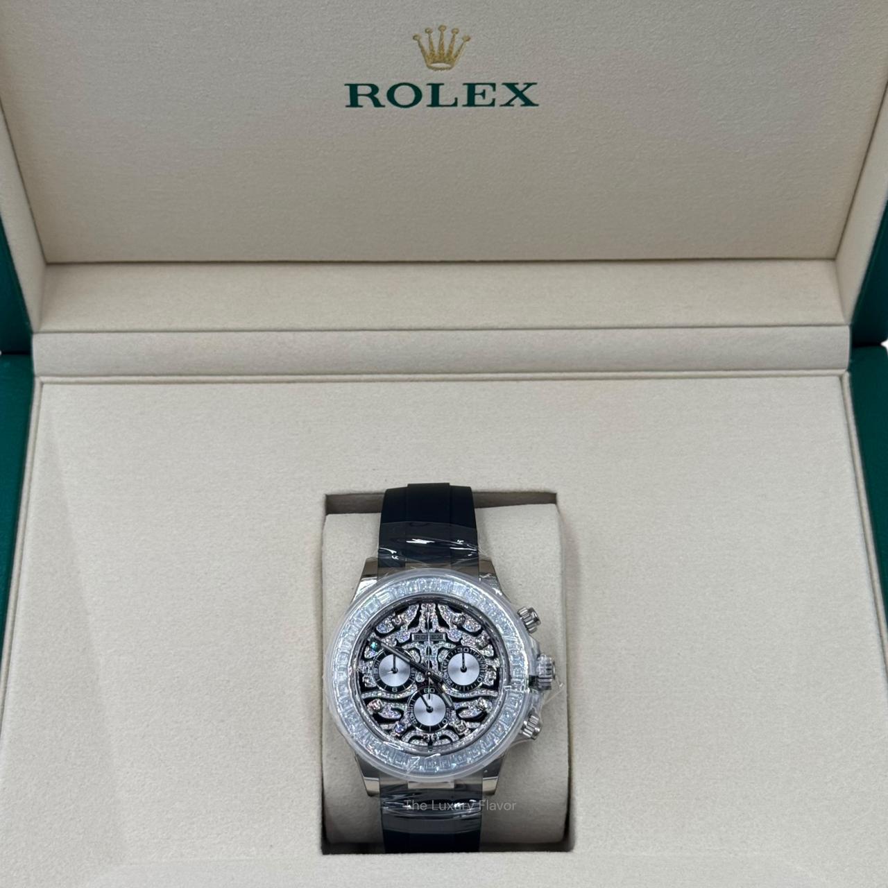 Rolex Daytona 40mm 116589TBR "Eye Of The Tiger" White Gold Diamond Bezel Black and Silver Diamond Dial Oysterflex Bracelet - Image 5