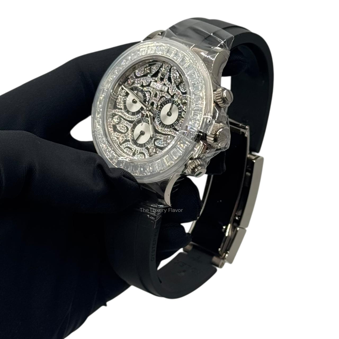 Rolex Daytona 40mm 116589TBR "Eye Of The Tiger" White Gold Diamond Bezel Black and Silver Diamond Dial Oysterflex Bracelet - Image 3