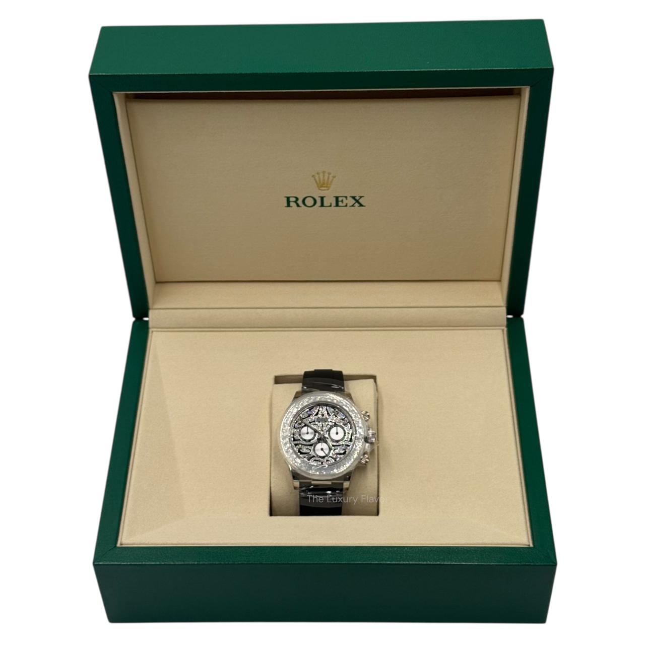 Rolex Daytona 40mm 116589TBR "Eye Of The Tiger" White Gold Diamond Bezel Black and Silver Diamond Dial Oysterflex Bracelet - Image 6