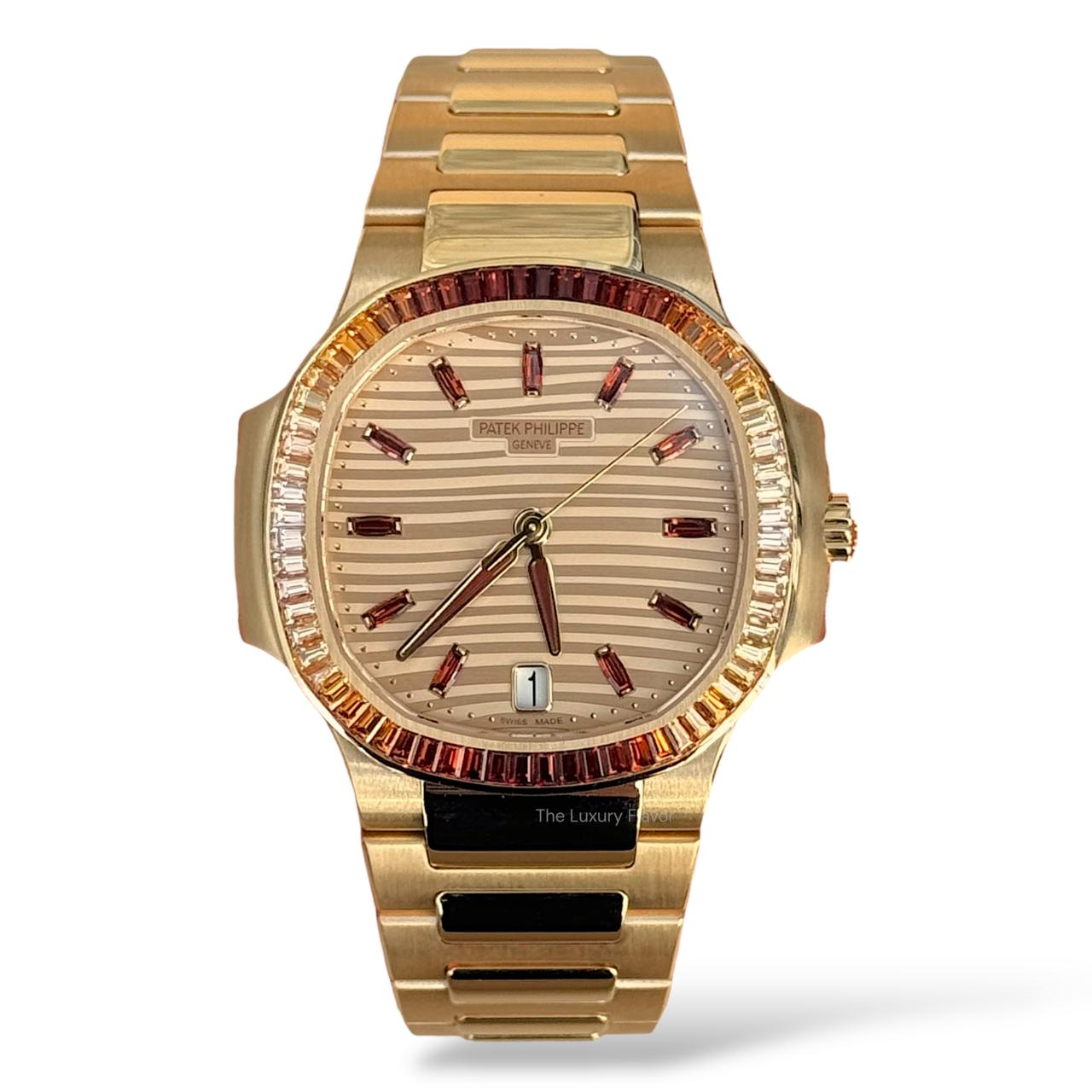 Patek Philippe Nautilus 35.2mm 7118/1300R "Ladies Automatic" Self Winding Rose Gold with "Champagne" and "Cognac" Spessartites - Image 2