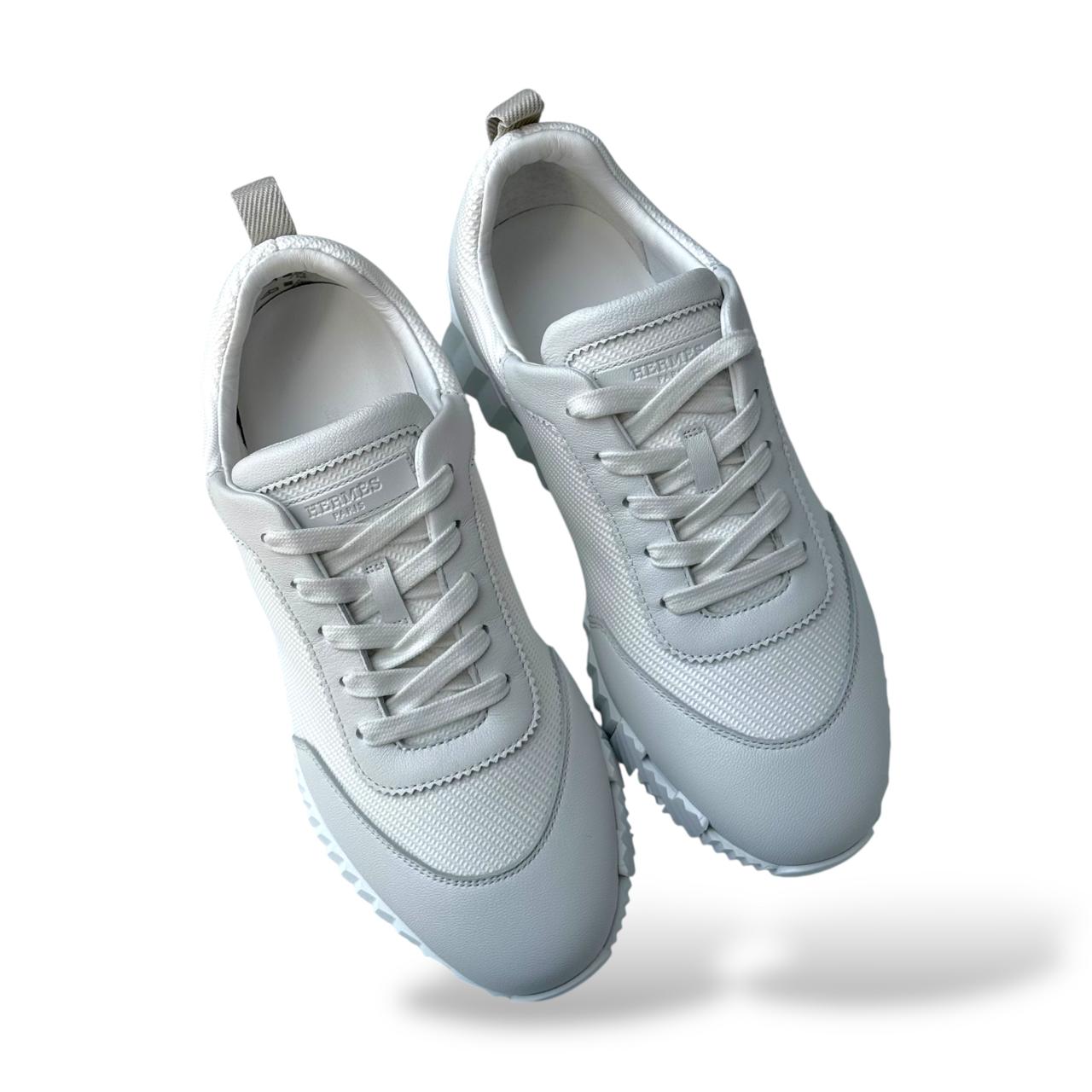 Hermes Bouncing 38.5 EU Blanc Mesh Sneakers - Image 4