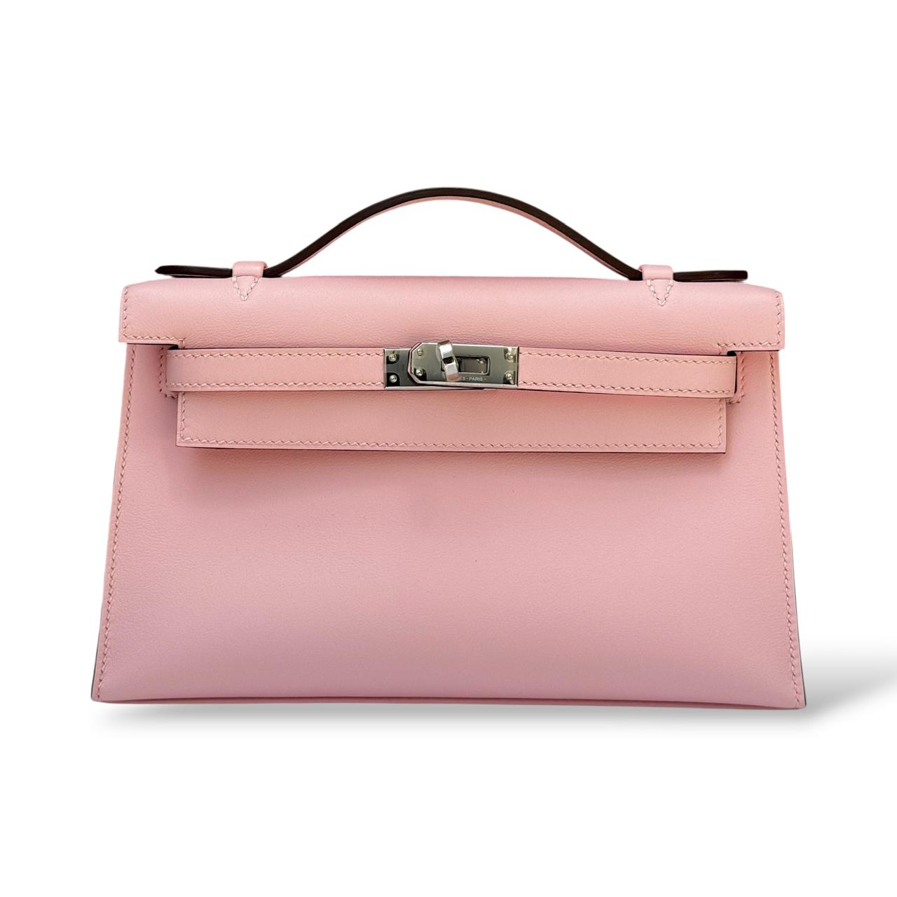 Hermes Kelly Pochette Rose Sakura Swift PHW