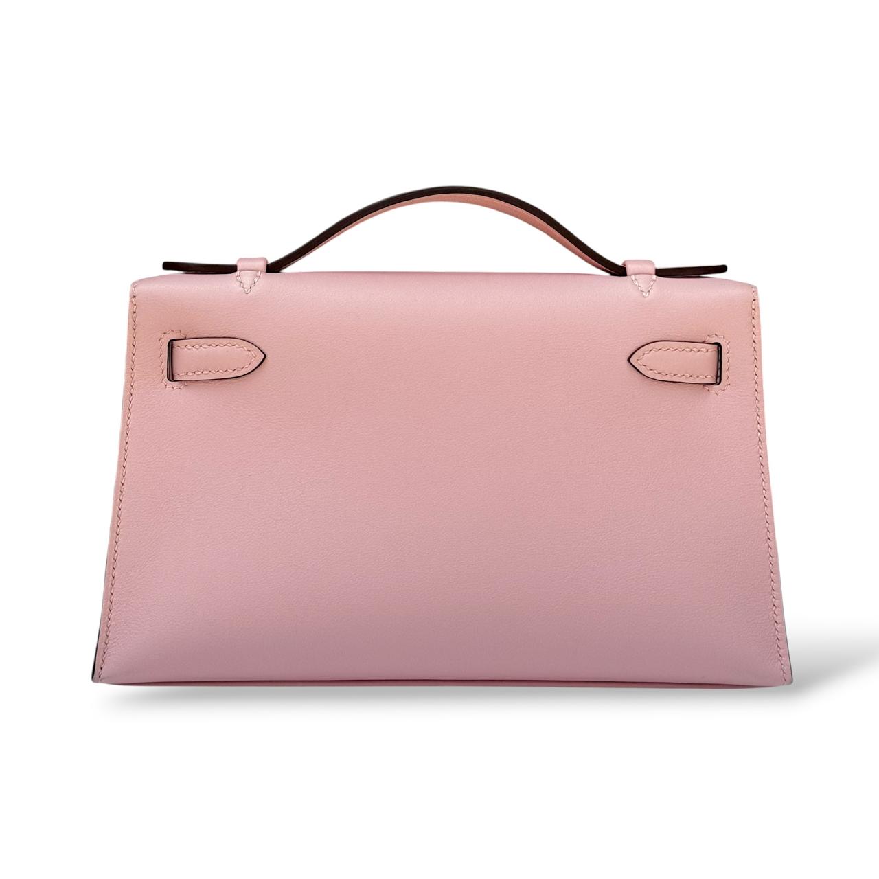 Hermes Kelly Pochette Rose Sakura Swift PHW - Image 4