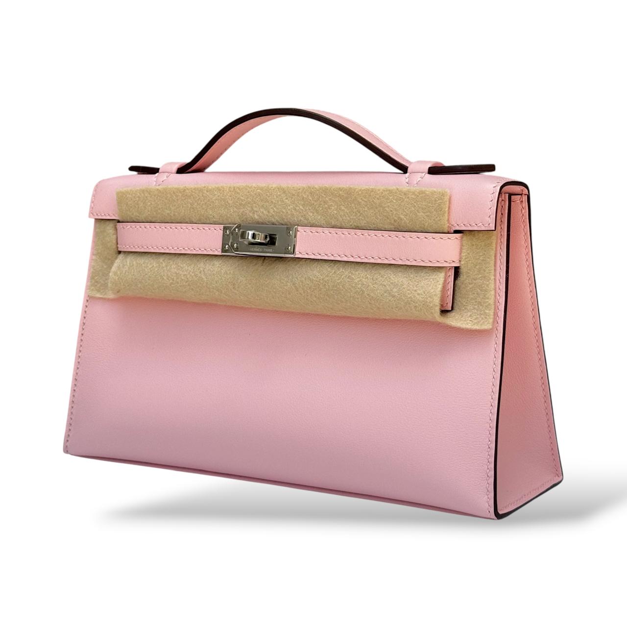 Hermes Kelly Pochette Rose Sakura Swift PHW - Image 5