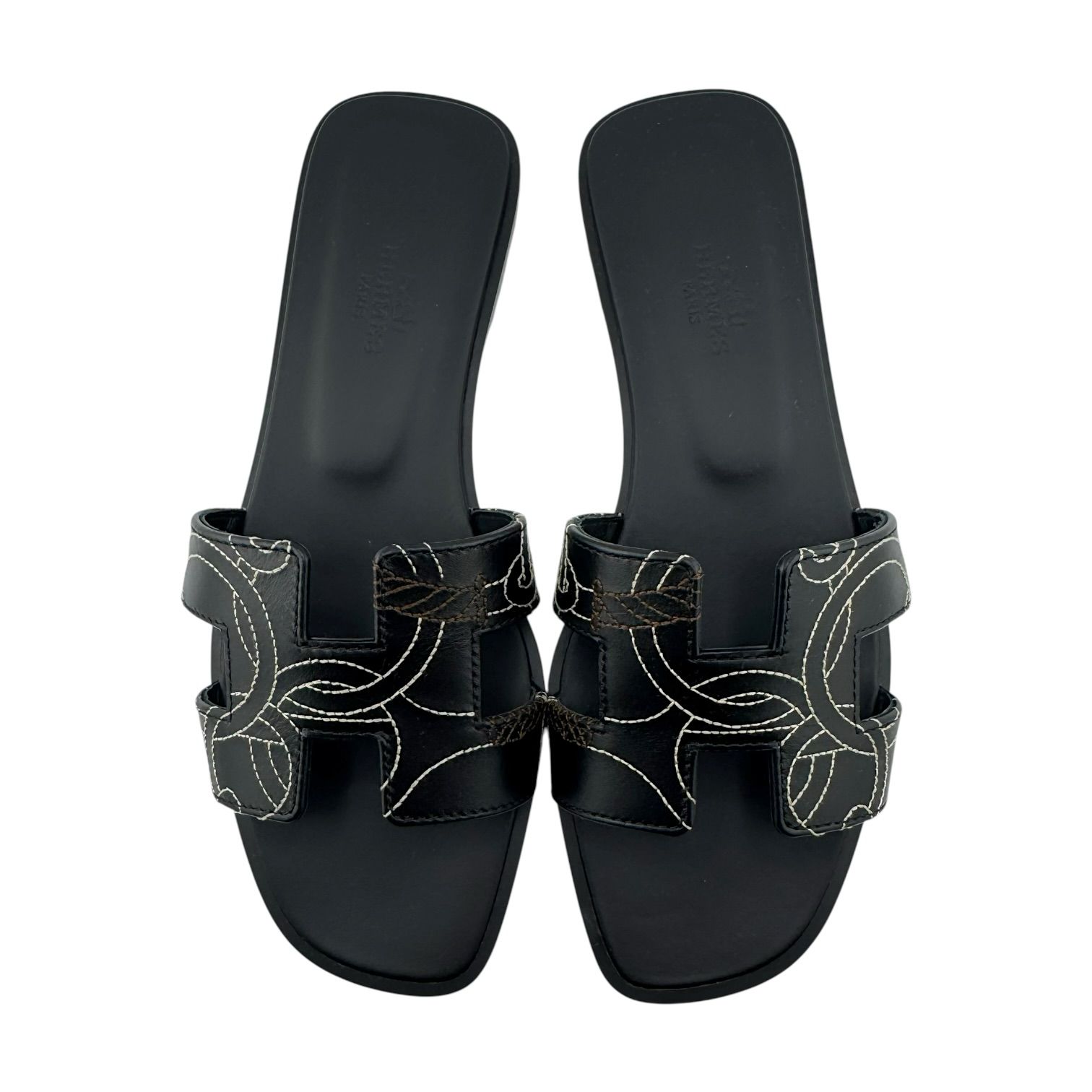 Hermes Oran 36 EU Black with Pattern Sandals