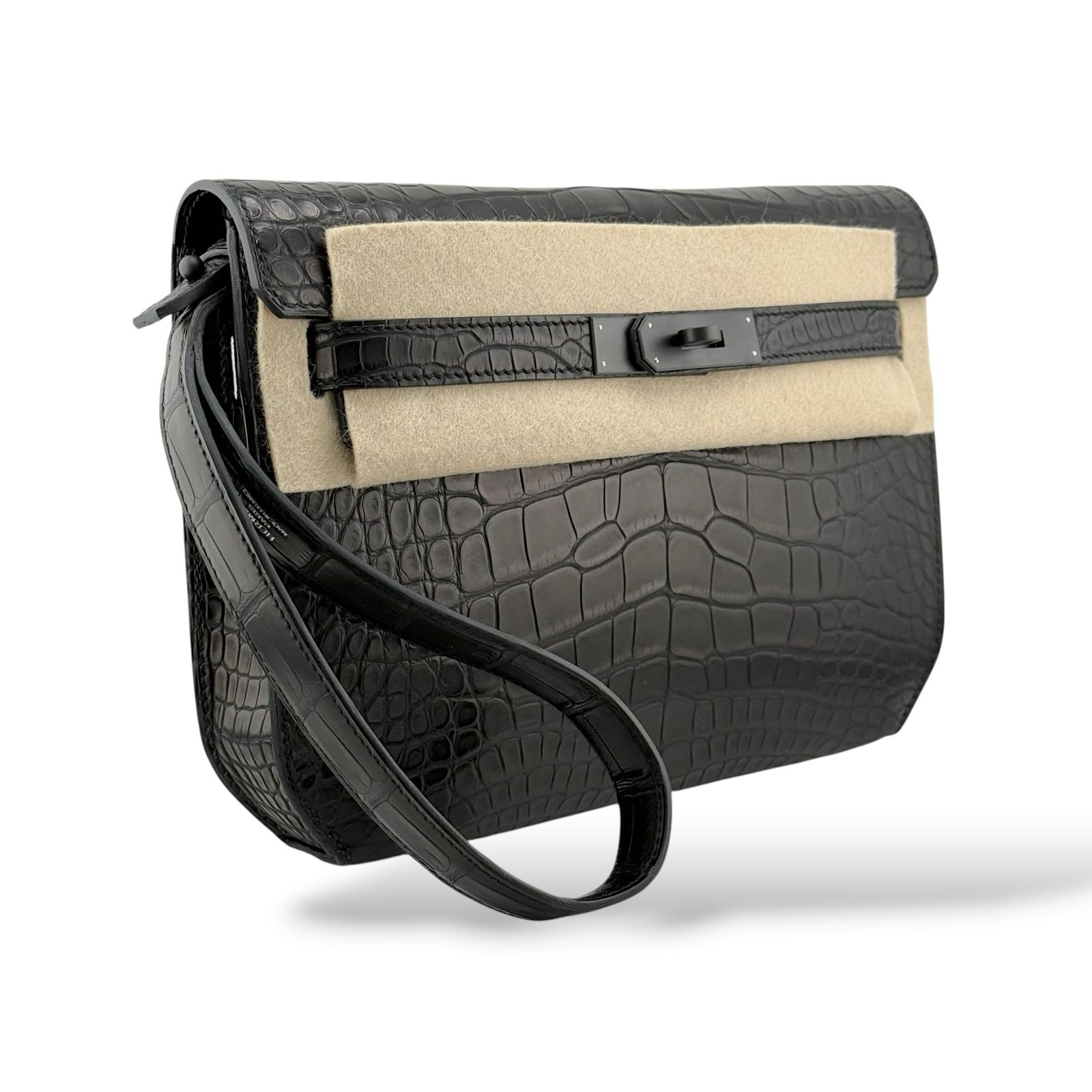 Hermes Kelly Depeche So Black Matte Alligator BHW - Image 2