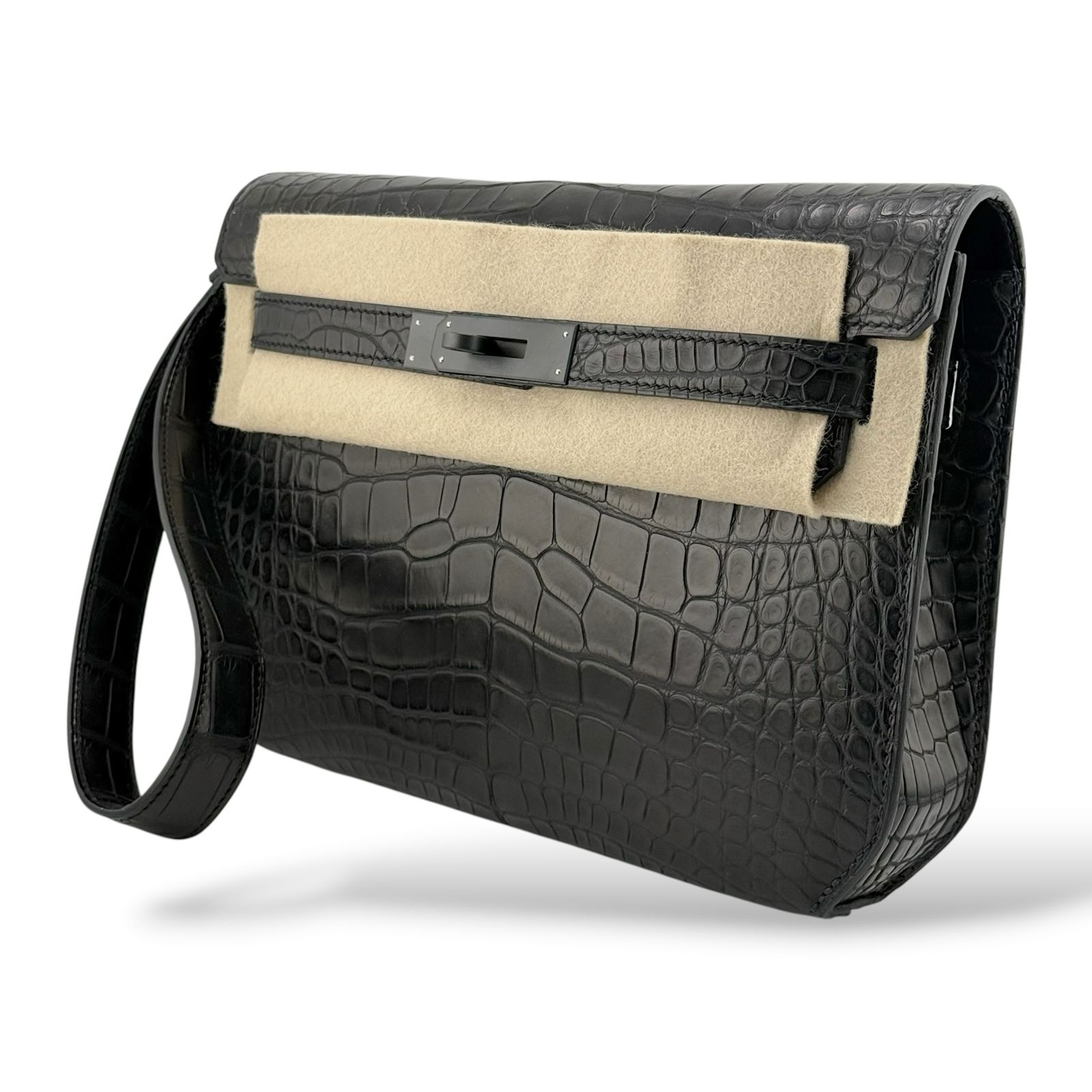 Hermes Kelly Depeche So Black Matte Alligator BHW - Image 4